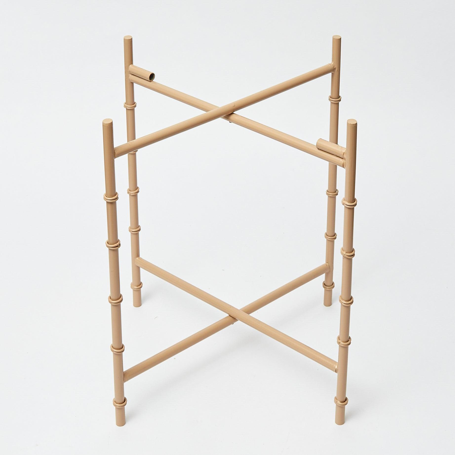 Round Scalloped Rattan Tray With Stand - Mrs. Alice