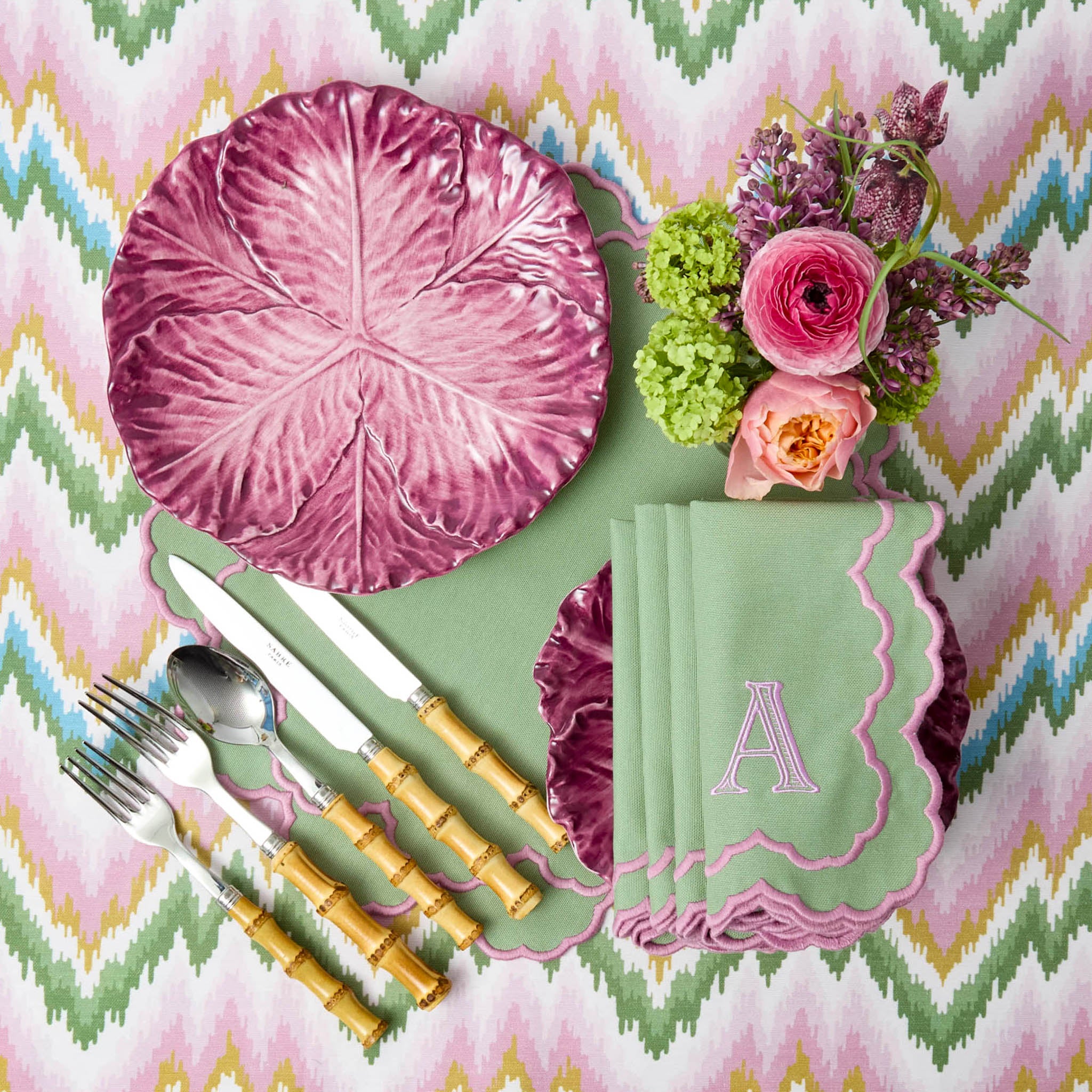 Serena Aubergine Cabbage Dinner Plates (Set of 4)