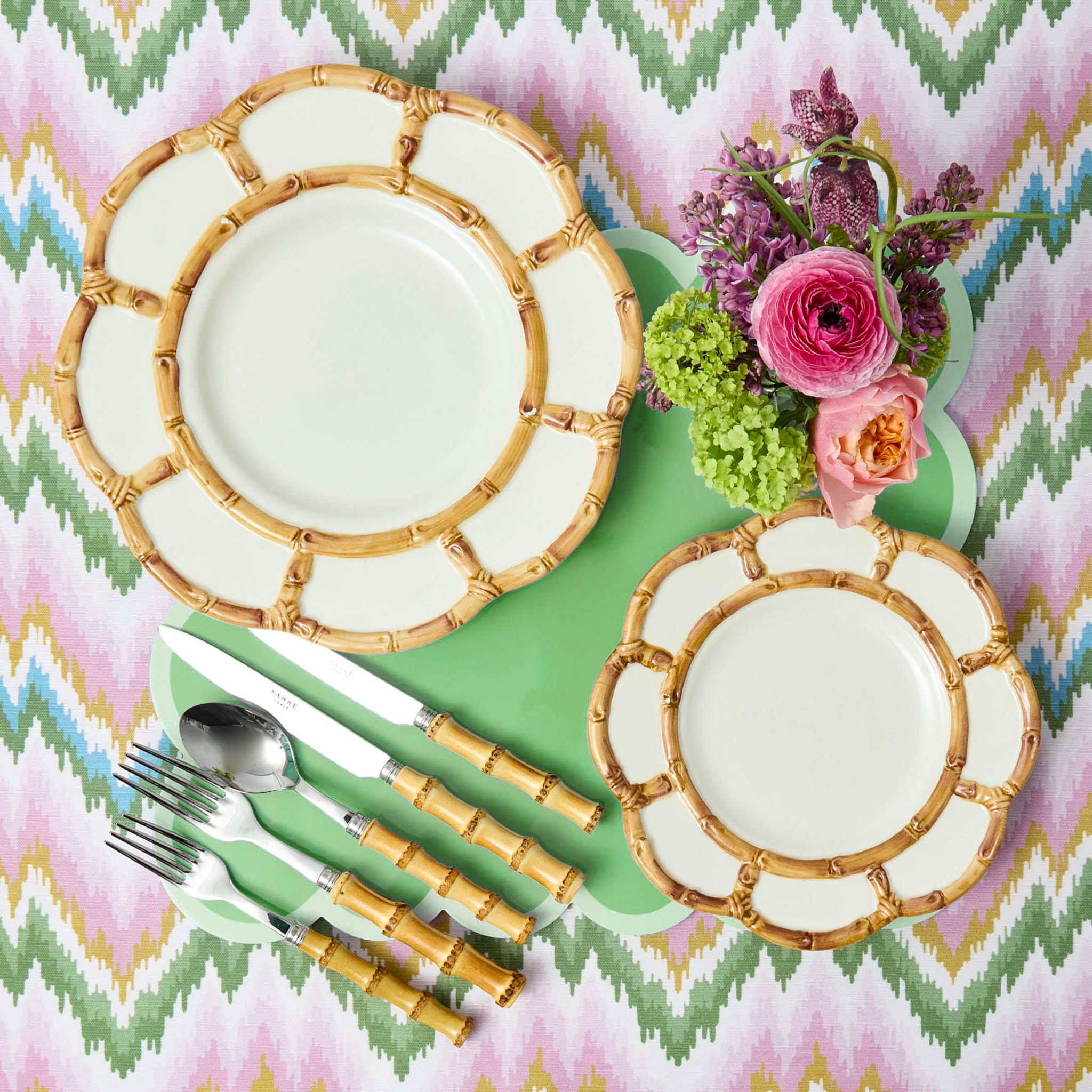 Petal Bamboo Ceramic Dinner & Starter Plates (Set of 8)