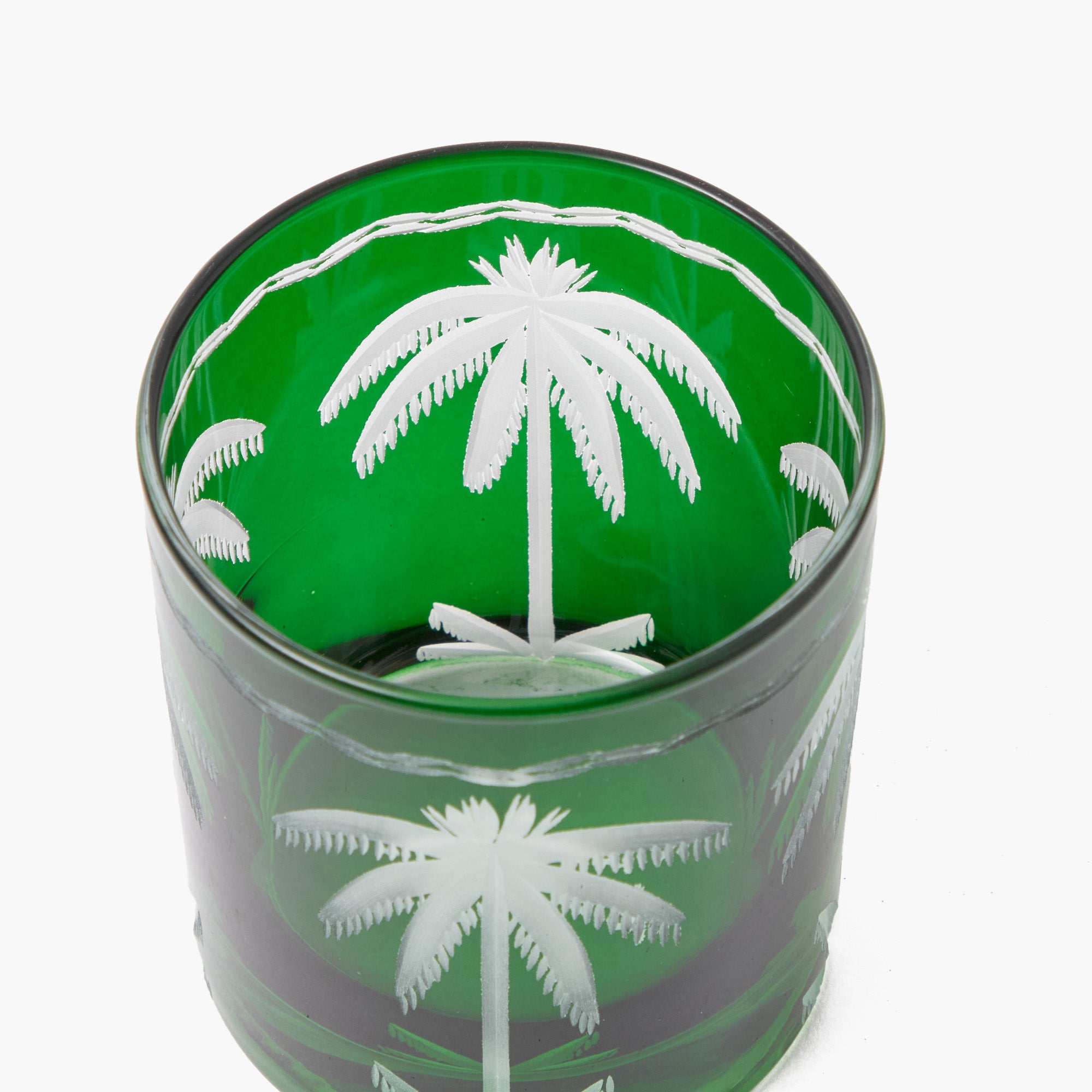 Emerald Palm Tree Glassware (Set of 8)