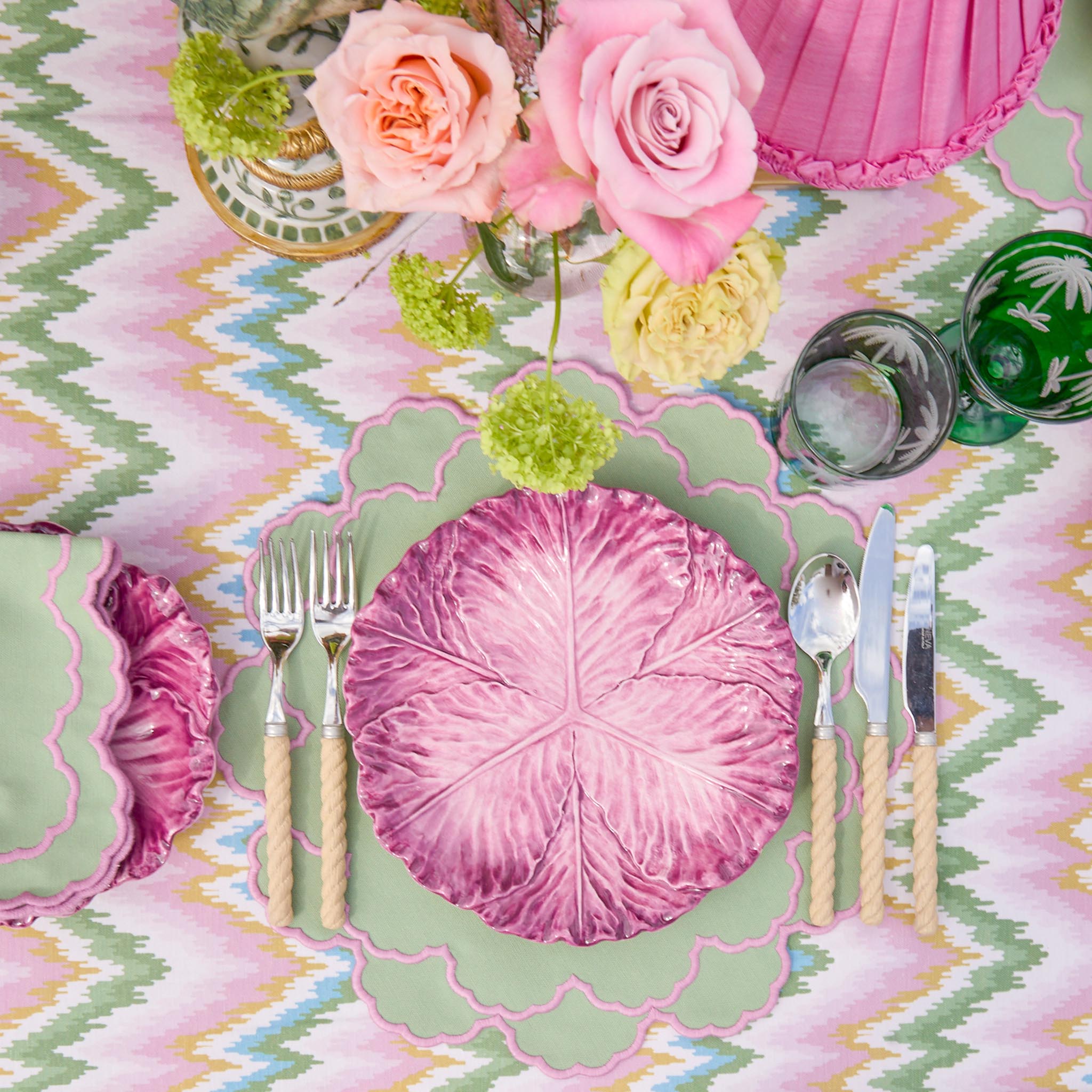 Emerald Palm Tree Glassware (Set of 8)