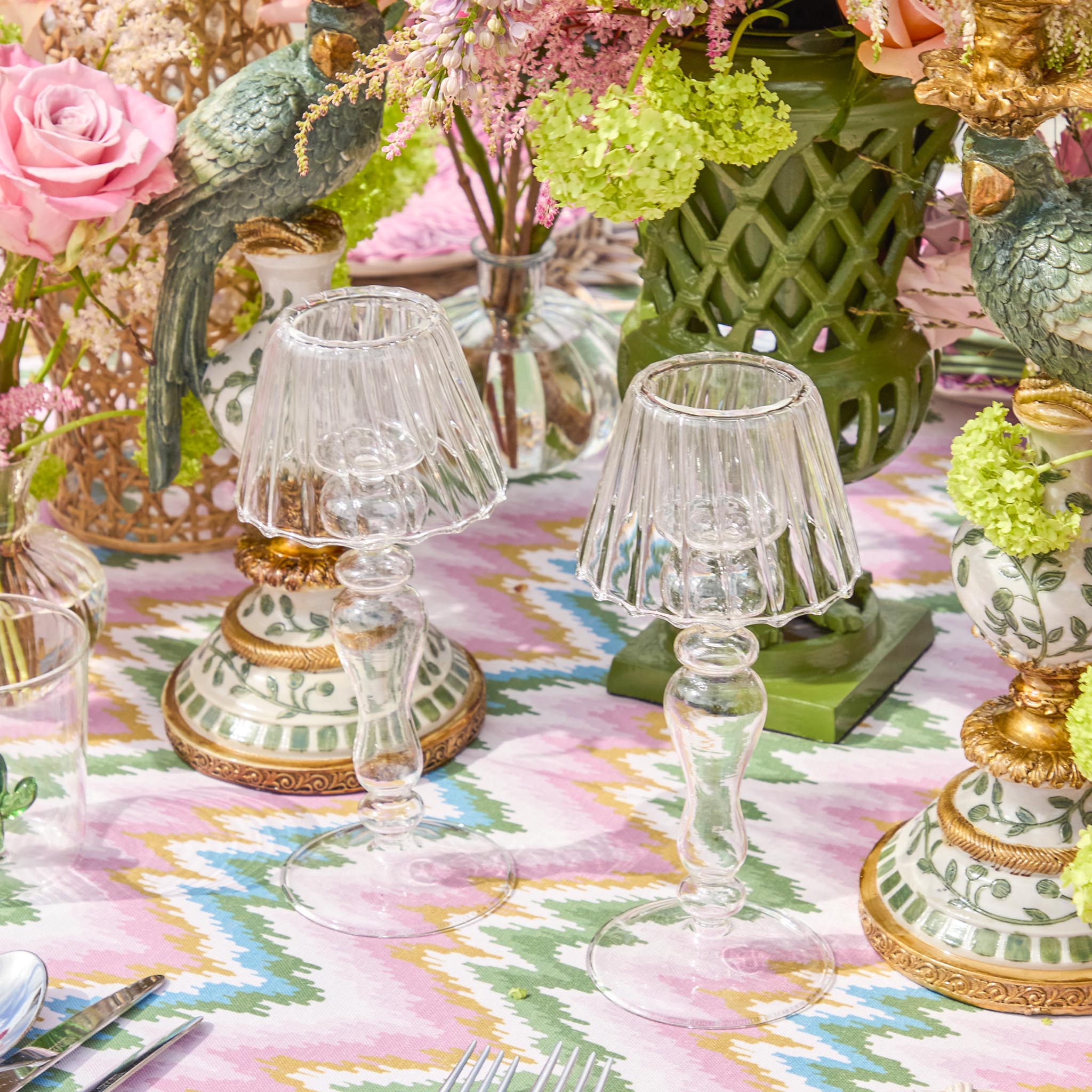 Glass Lantern Tea Light Holder Set