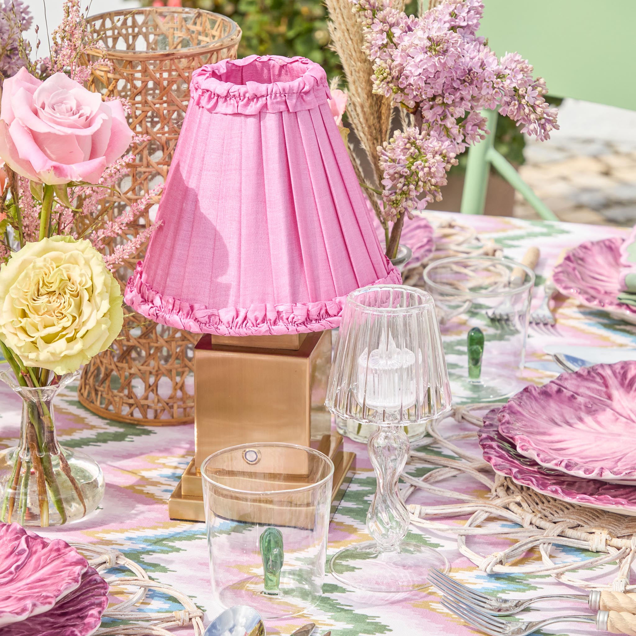 Pink Frilled Silk Lampshade (18cm)