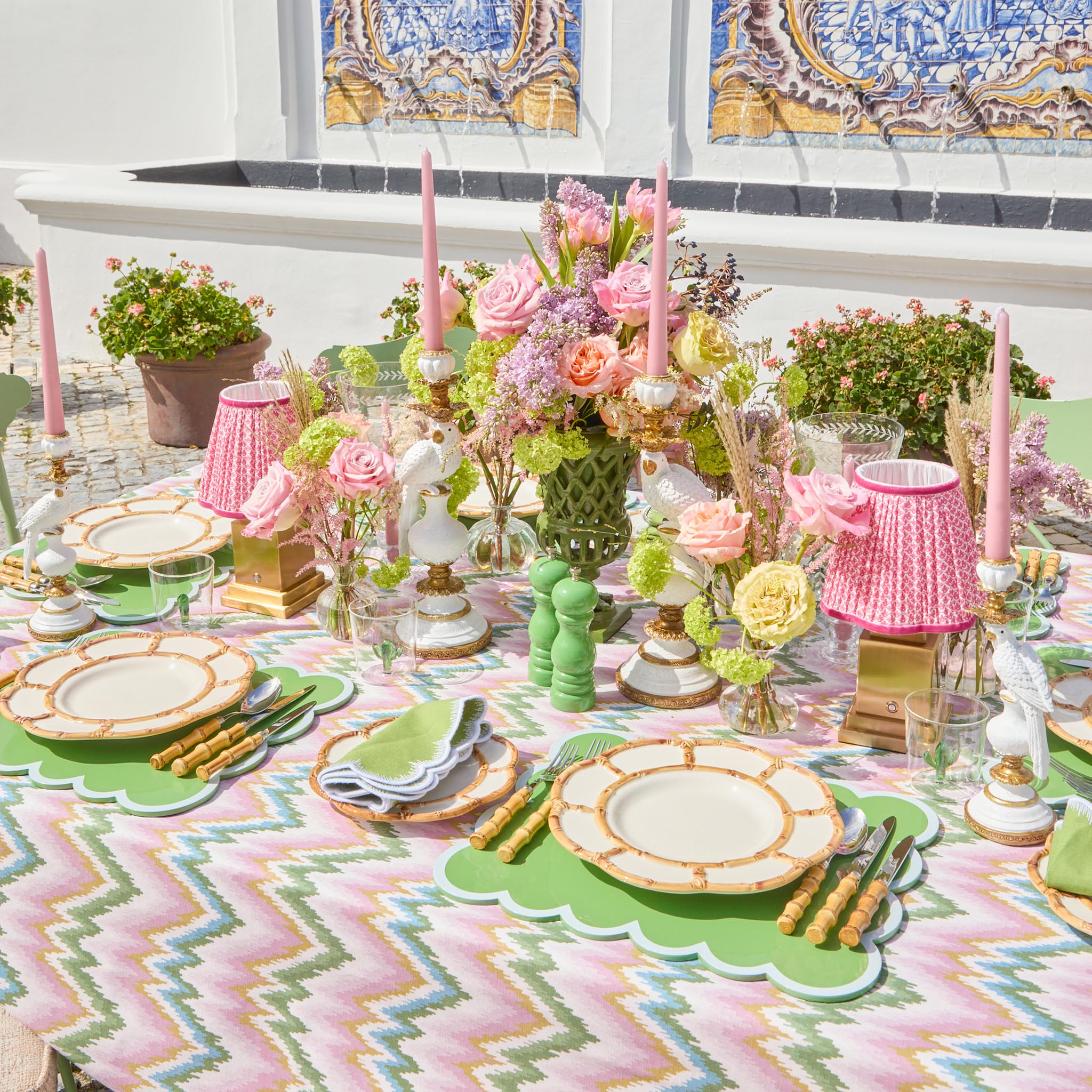 Petal Bamboo Ceramic Dinner Plates (Set of 4)