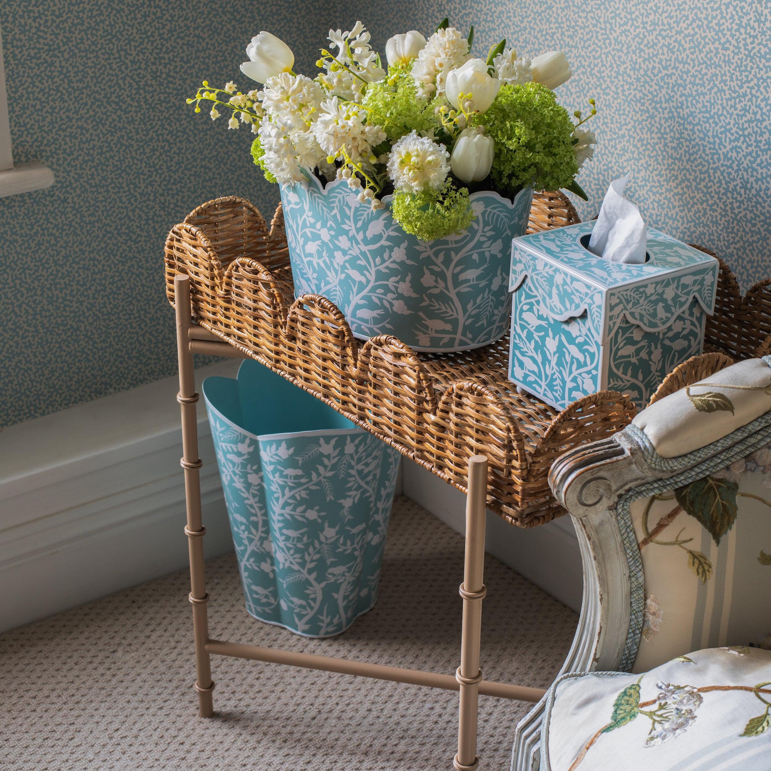 Scalloped Rattan Tray With Stand - Mrs. Alice