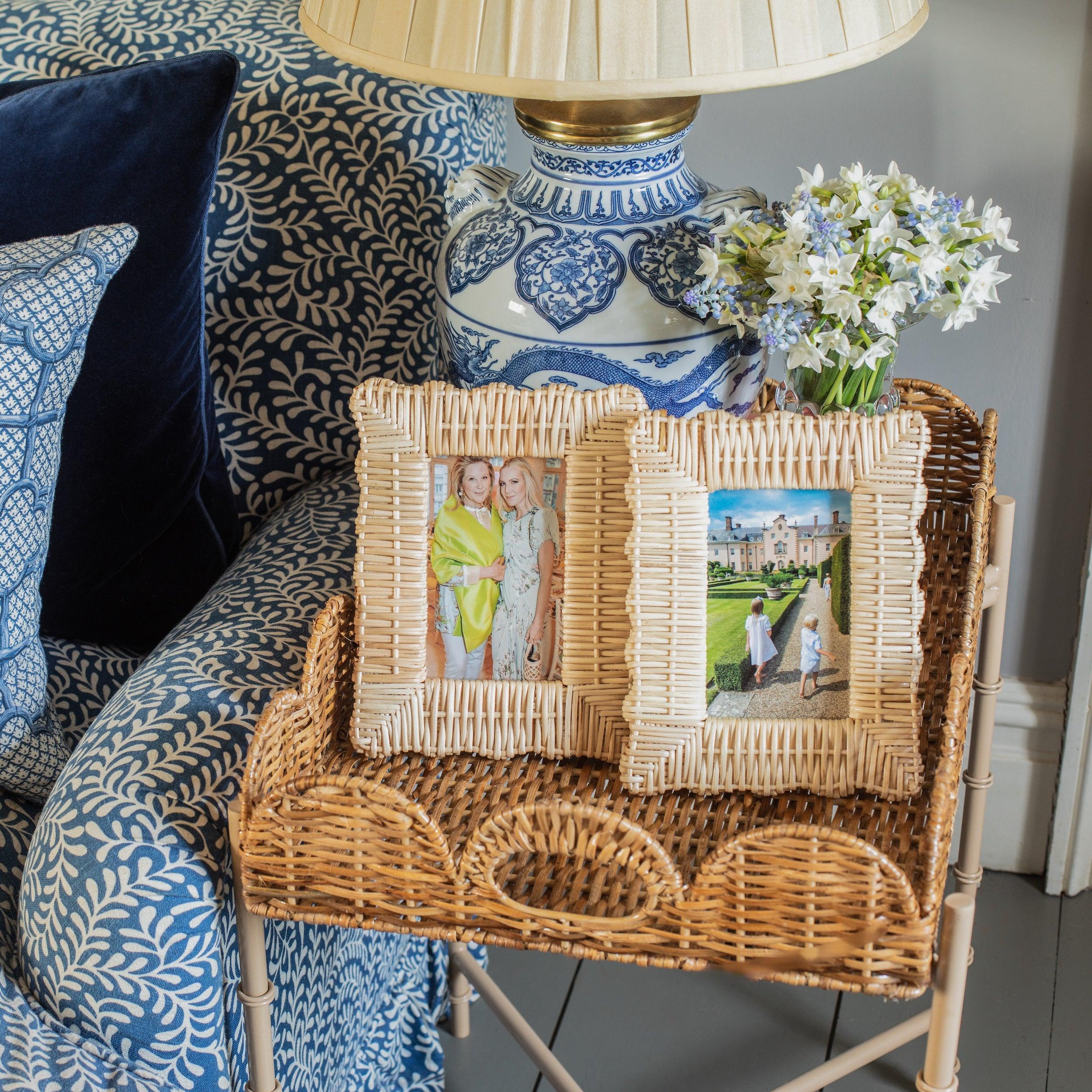 Scalloped Rattan Tray With Stand - Mrs. Alice