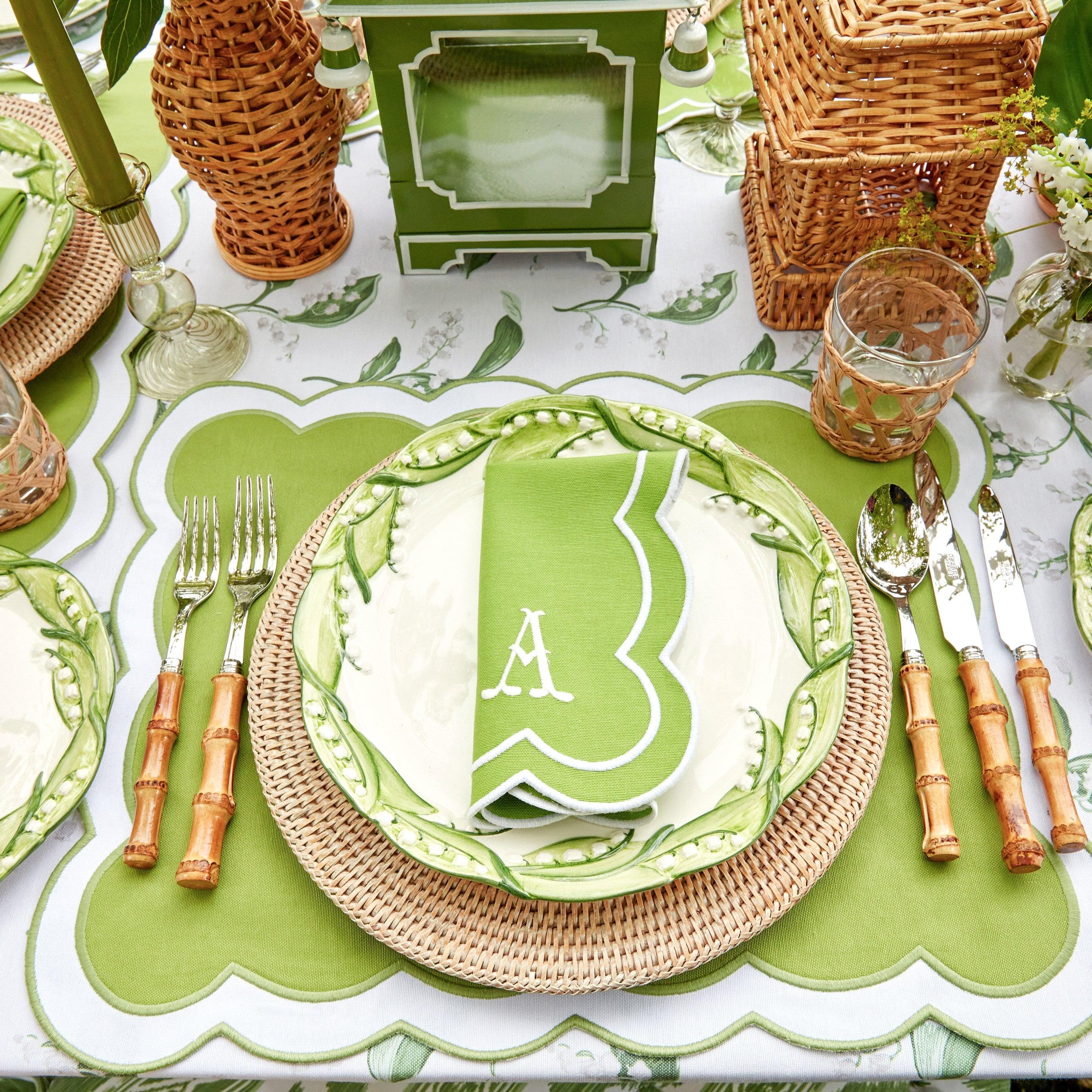 Serena Appliqué Green Napkins (Set of 4) - Mrs. Alice