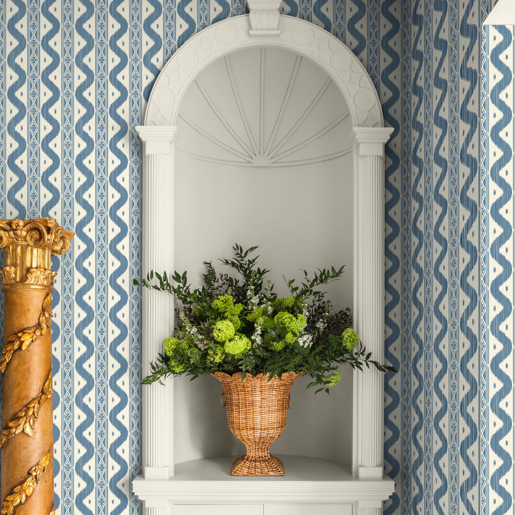 Blue Ikat Stripe Wallpaper