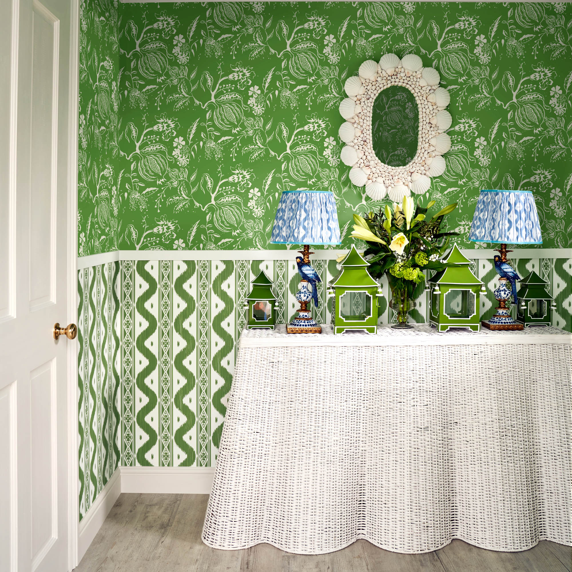Green Ikat Stripe Wallpaper