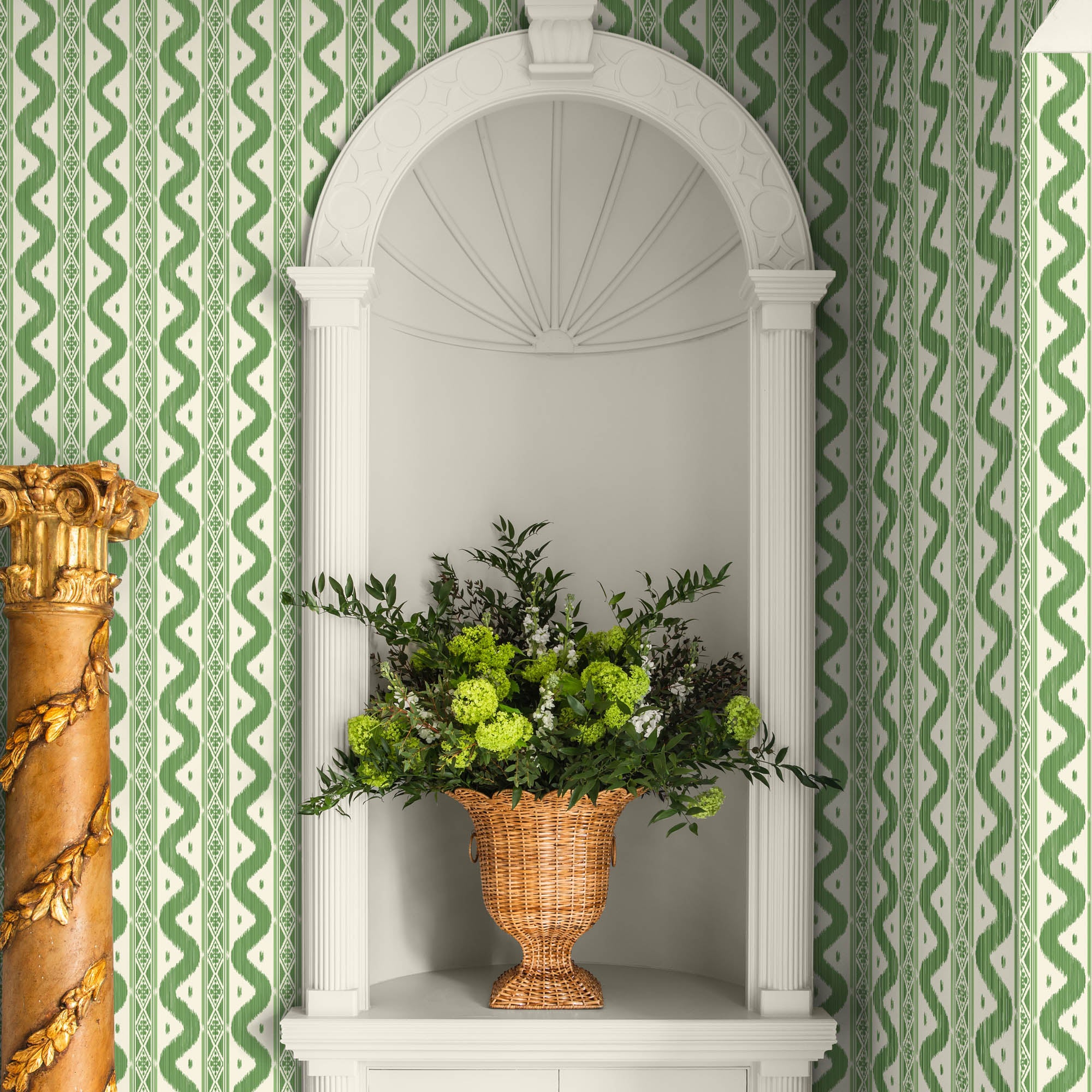Green Ikat Stripe Wallpaper