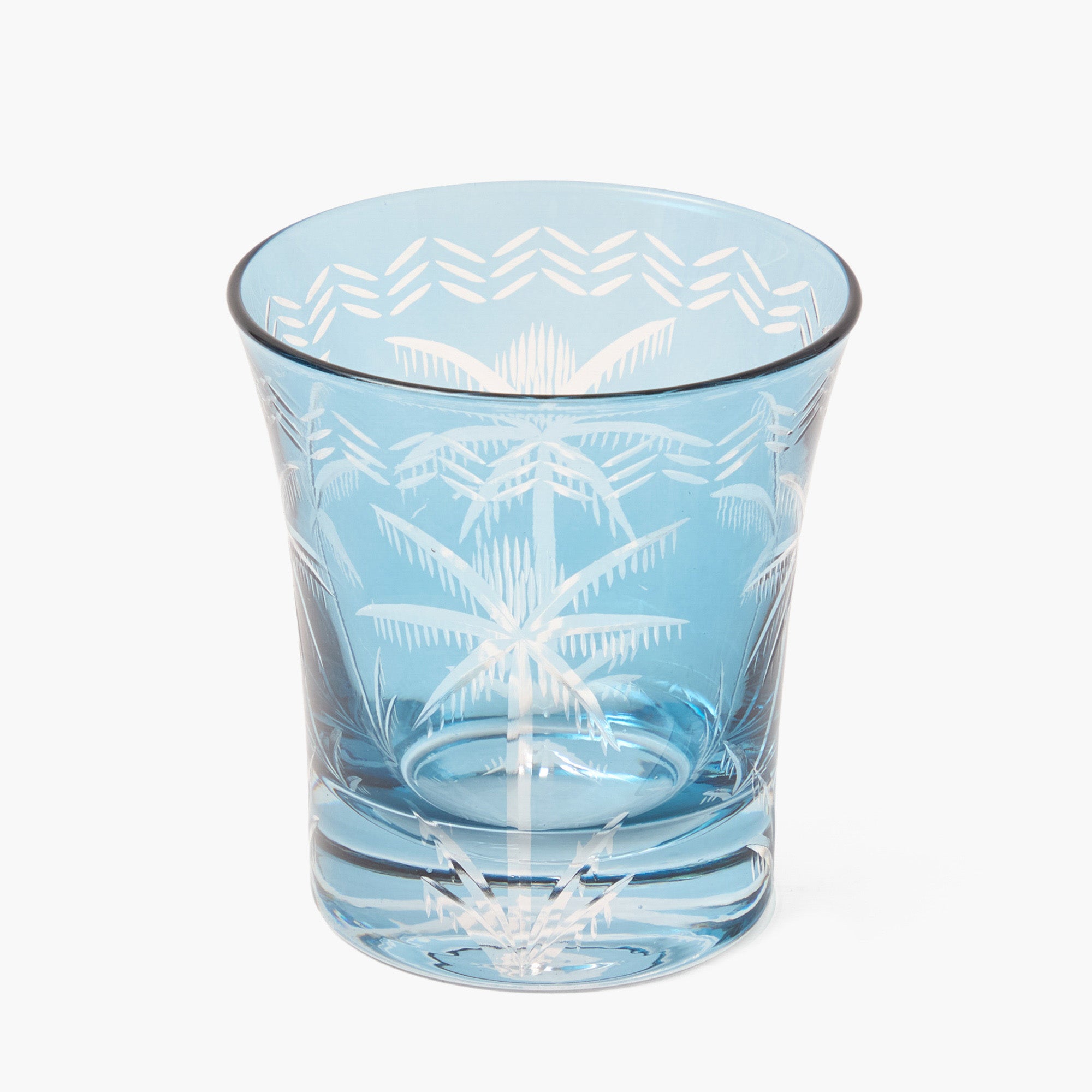 Blue Palm Water Glasses (Set of 4)