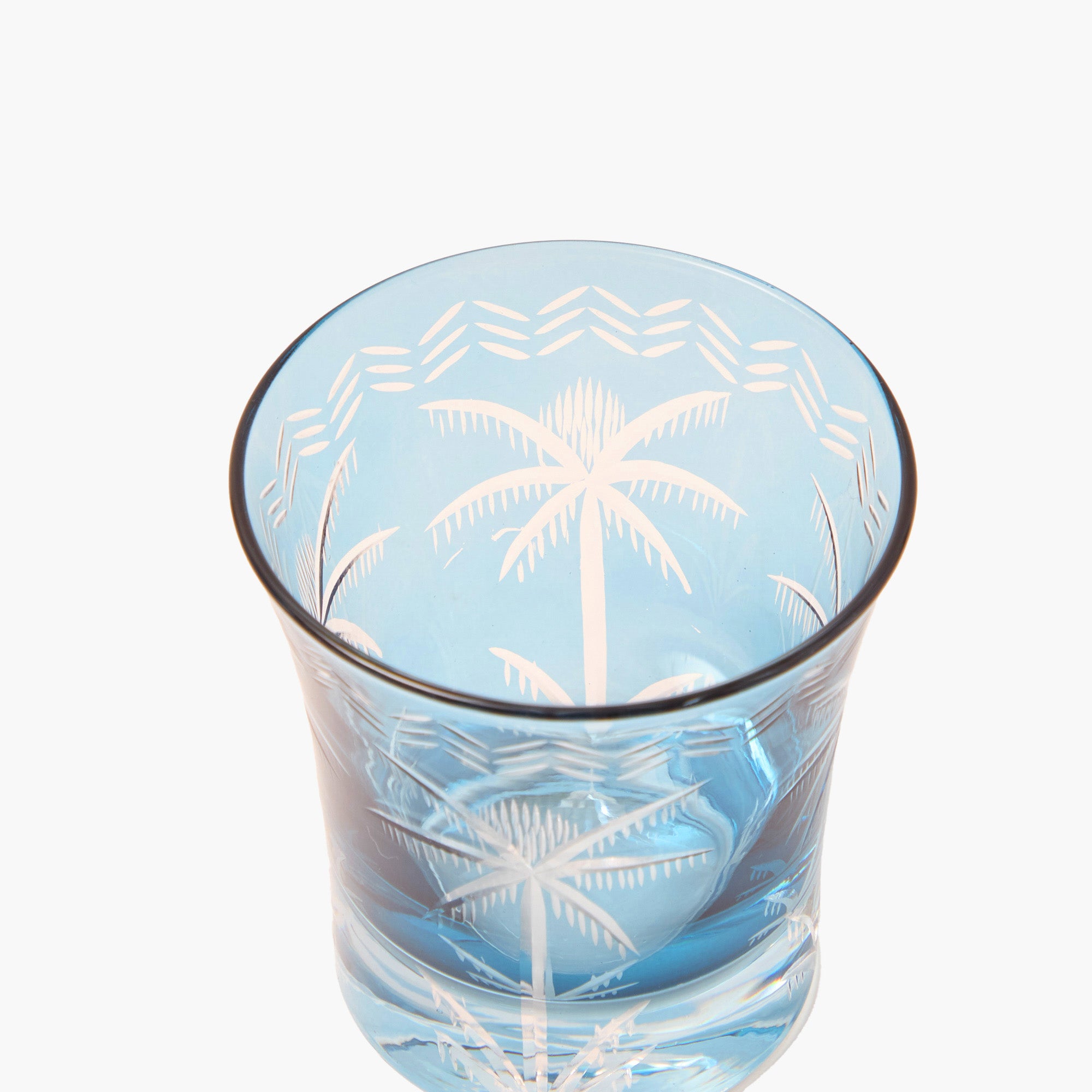 Blue Palm Water Glasses (Set of 4)