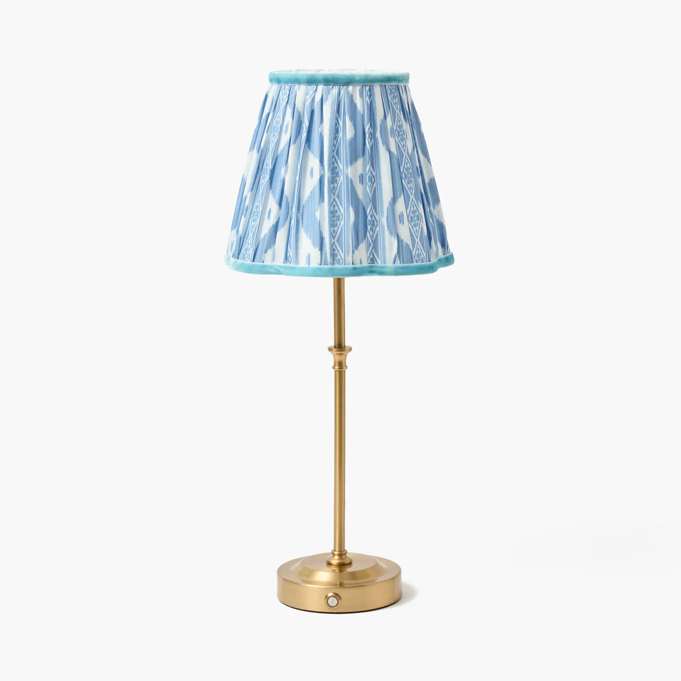 Edie Rechargeable Lamp with Blue Ikat Shade (18cm)