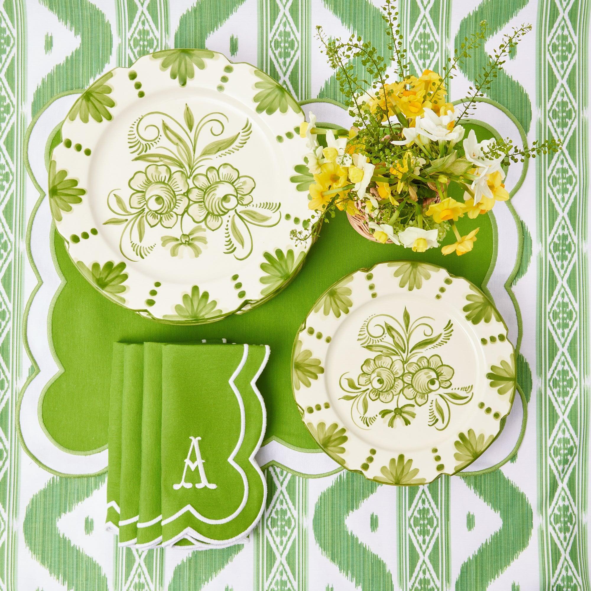 Seville Green Gardênia Dinner Plates (Set of 4) - Mrs. Alice