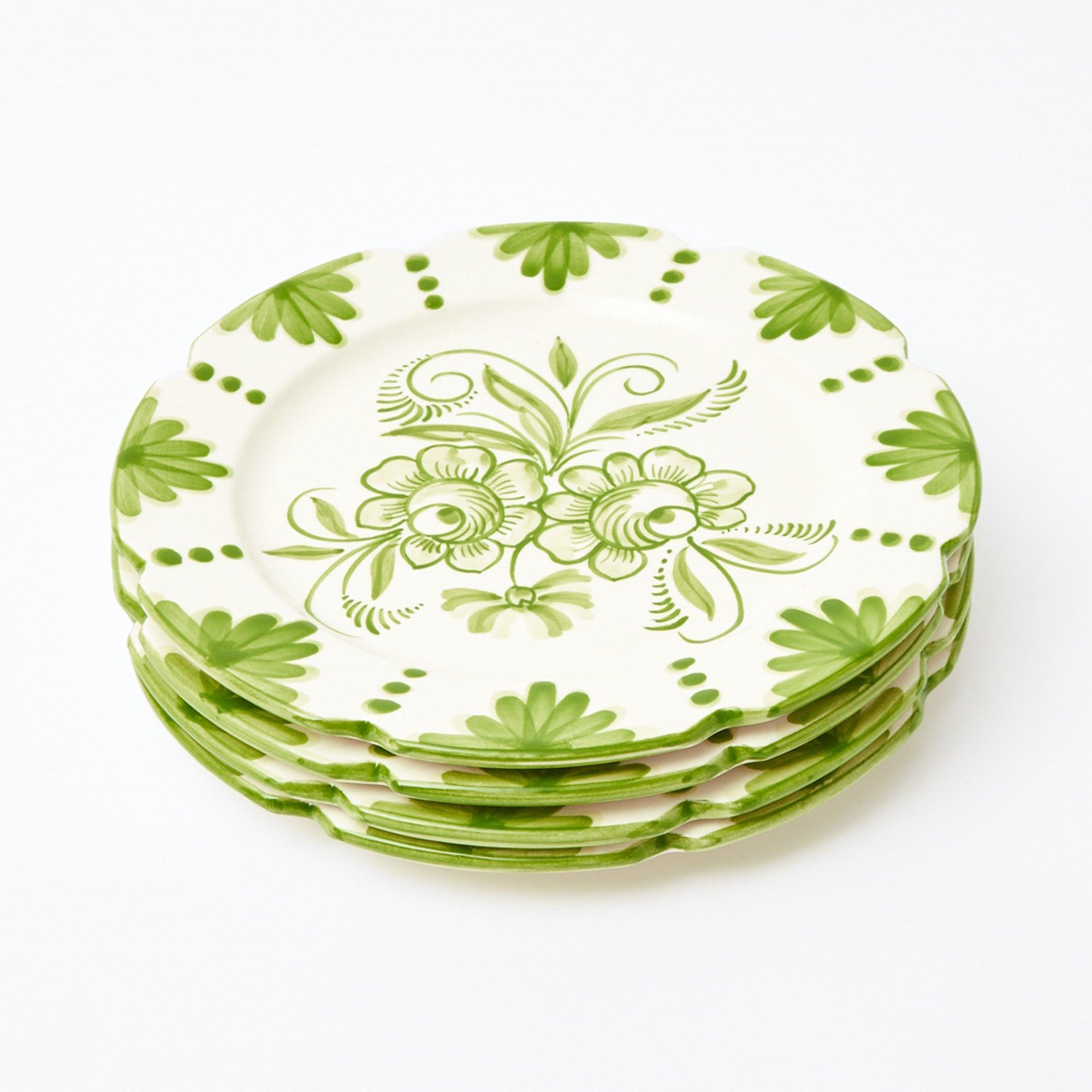 Seville Green Gardênia Dinner Plates (Set of 4) - Mrs. Alice