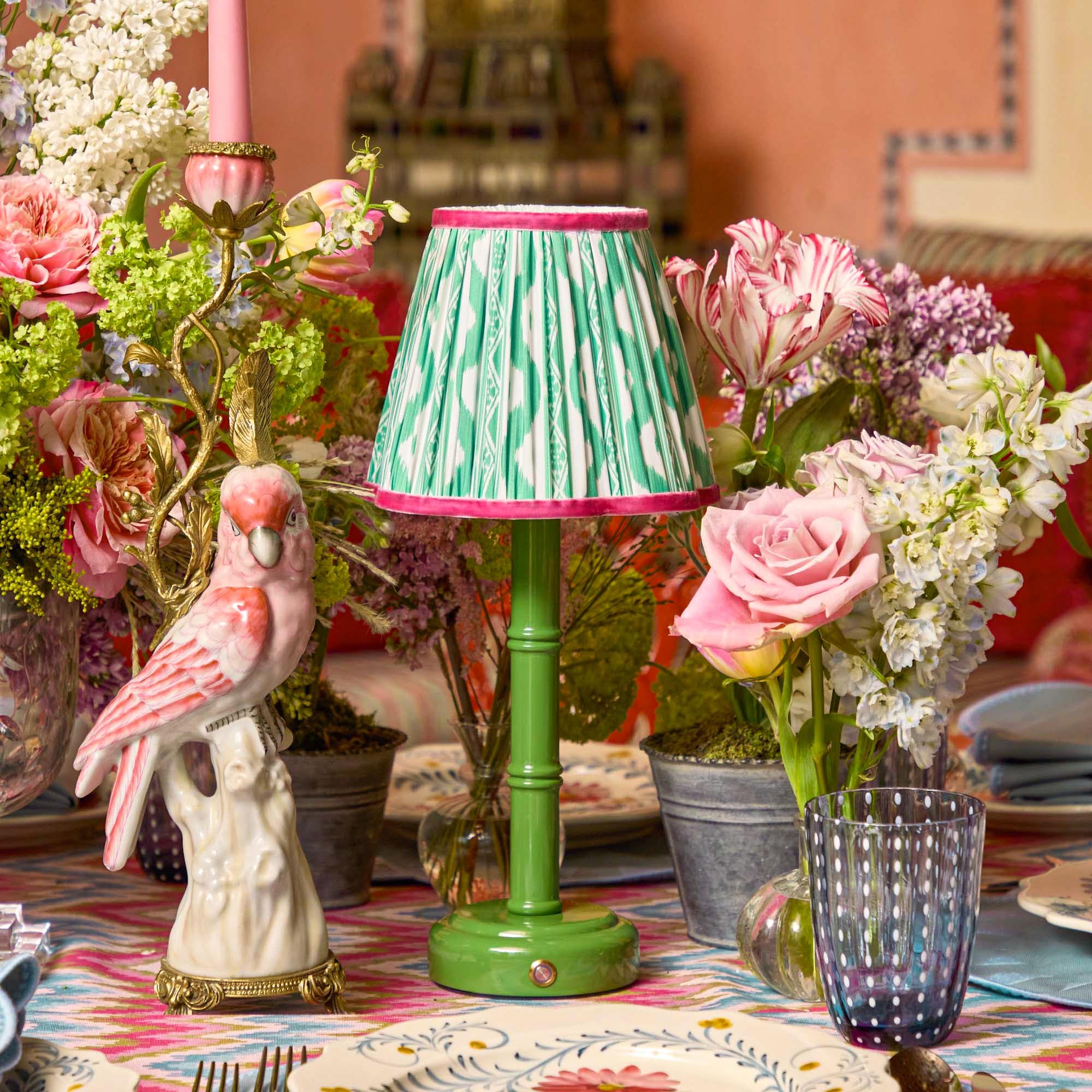 Green & Raspberry Ikat Lampshade (18cm)