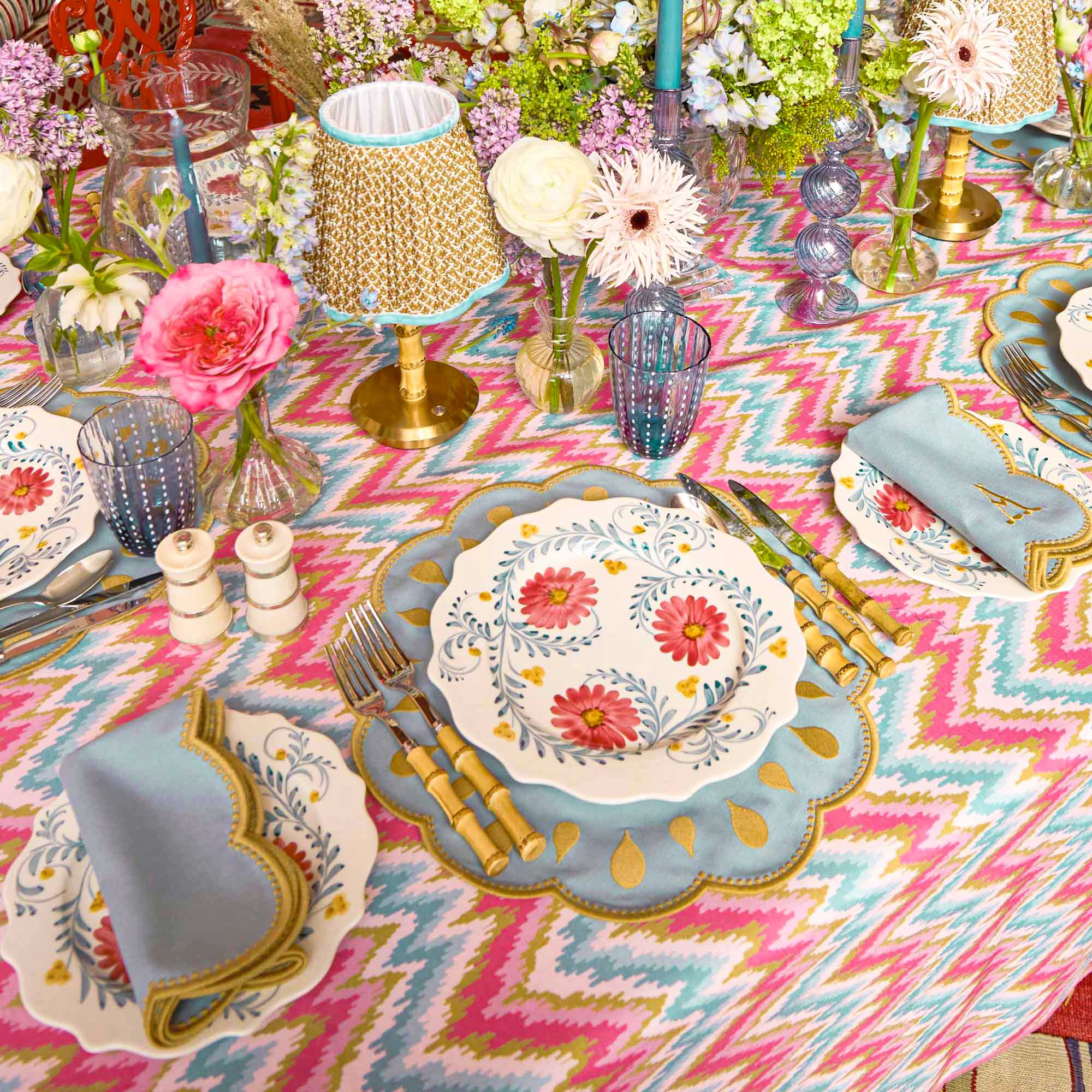 Pink Flowers Dinner Plates (Set of 4)