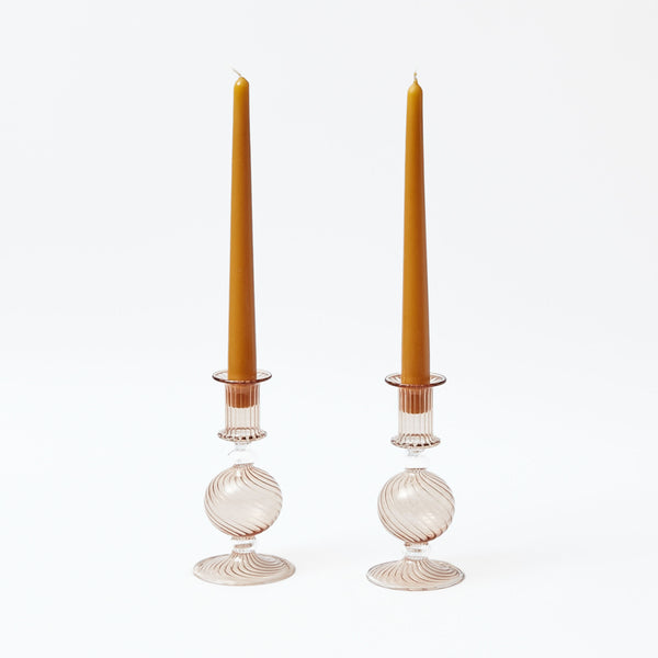 Small Camille Chestnut Candle Holder (Pair)