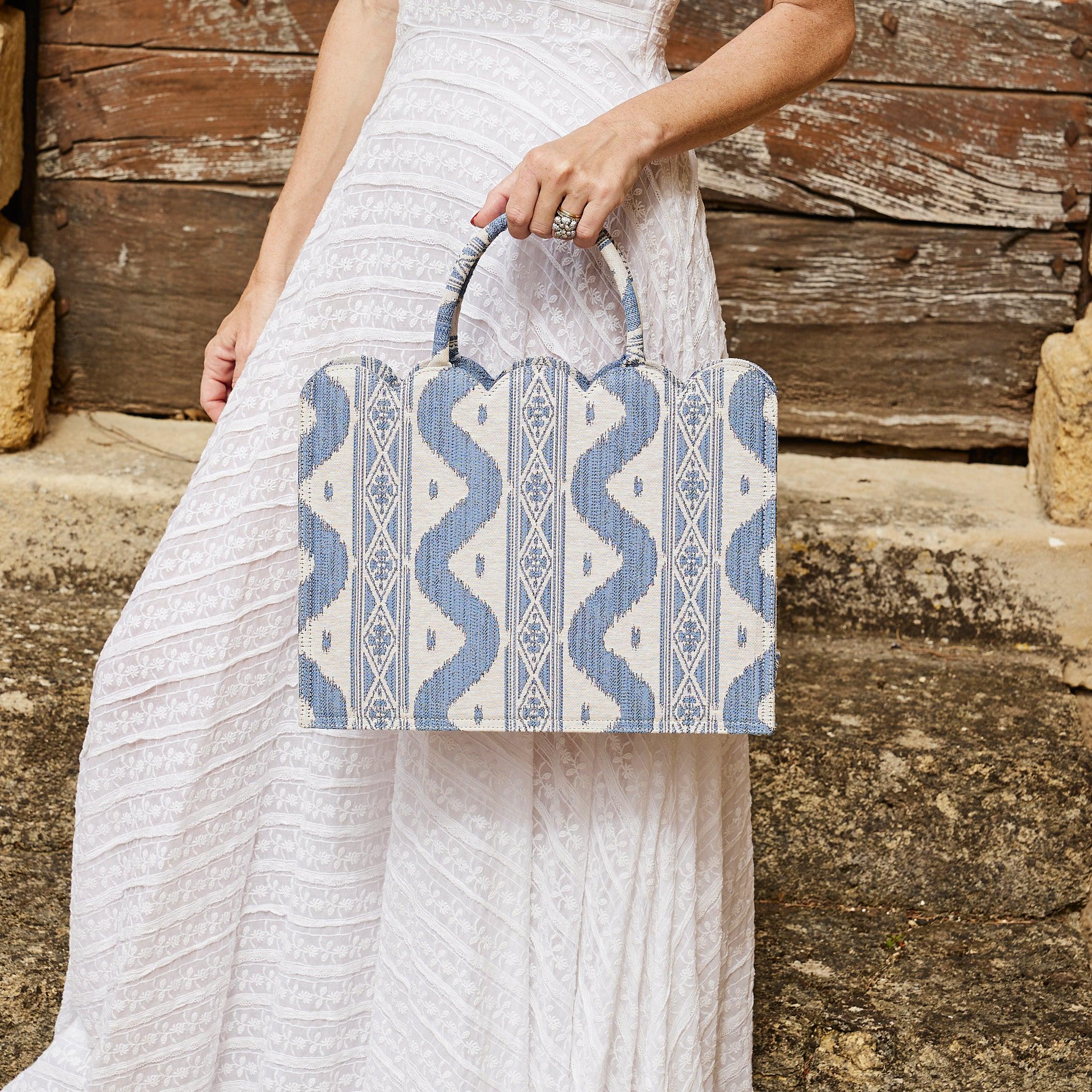 Small Mrs. Alice Tote Bag (Blue Ikat) - Mrs. Alice