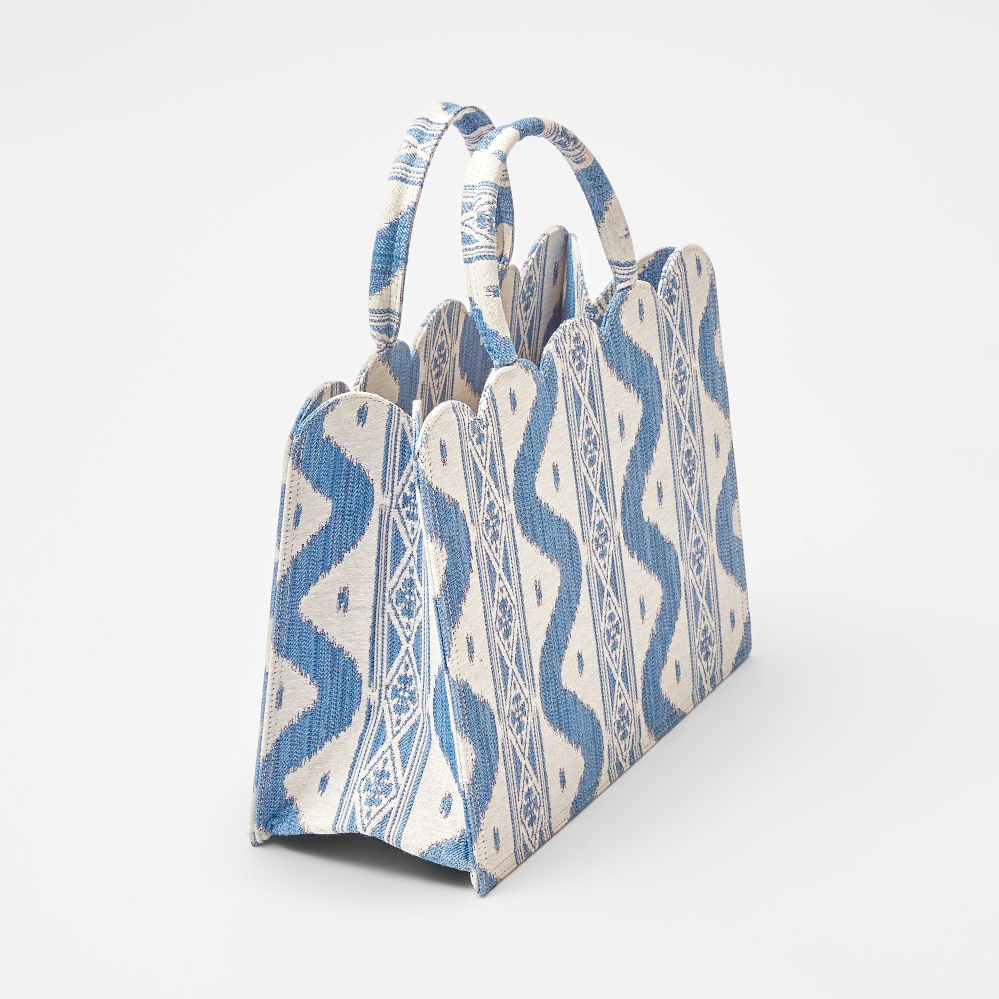Small Mrs. Alice Tote Bag (Blue Ikat) - Mrs. Alice
