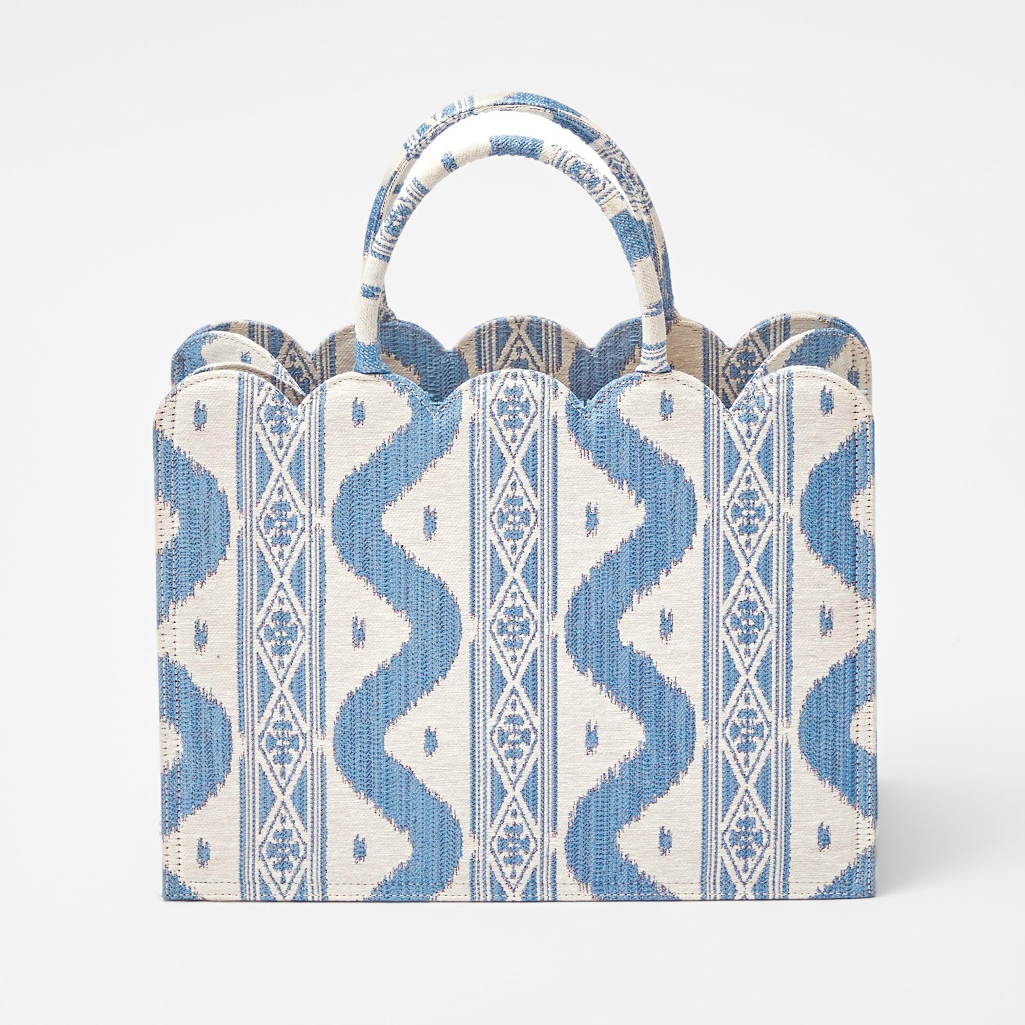 Small Mrs. Alice Tote Bag (Blue Ikat) - Mrs. Alice
