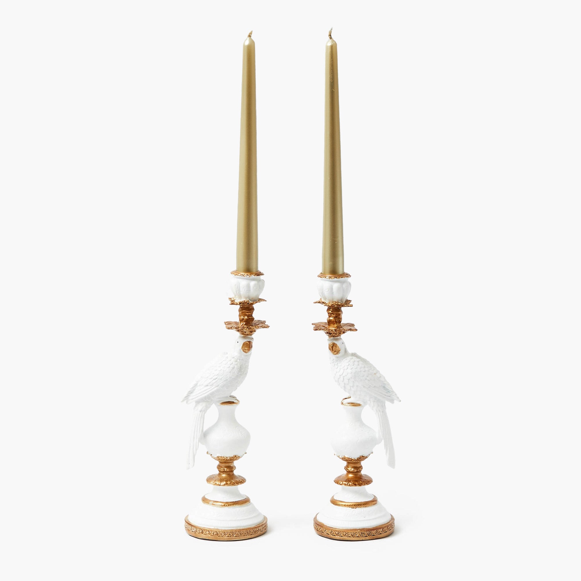 Small White Parrot Candle Holder (Pair)