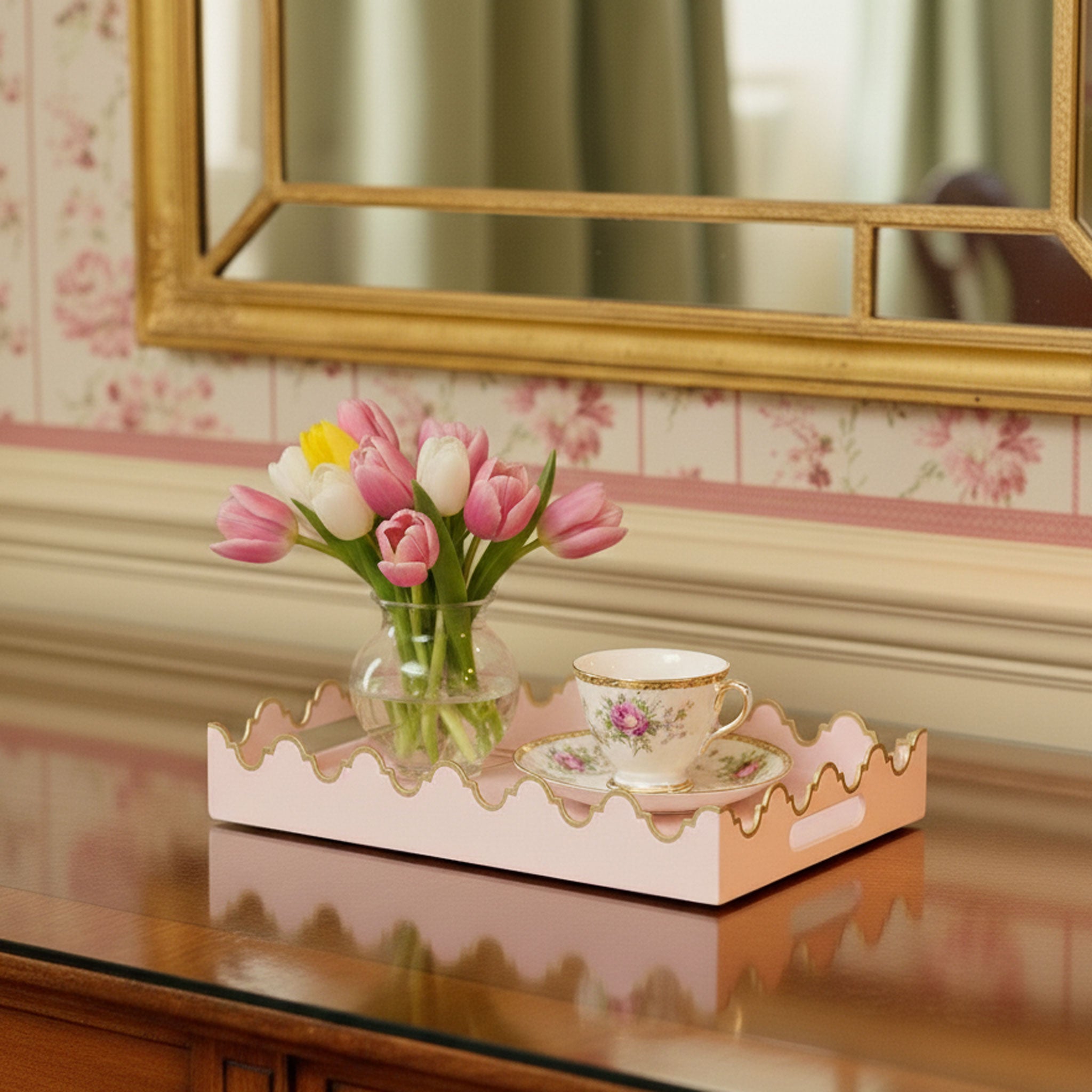 Small Pink Chinosierie Tole Tray