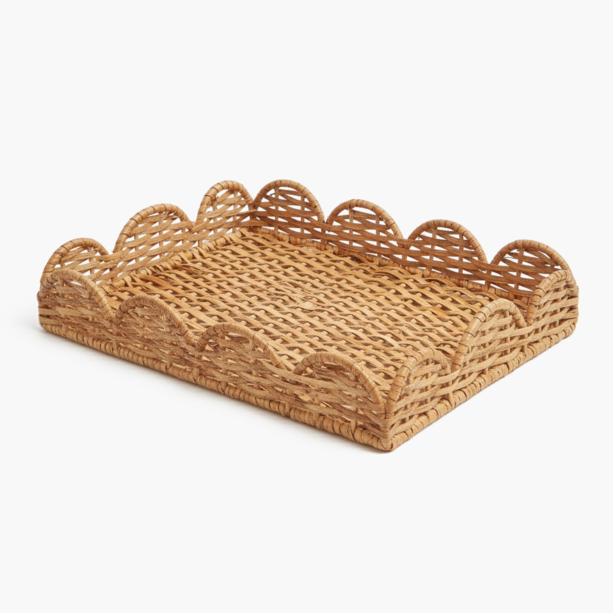 Small Scalloped Rattan Tray
