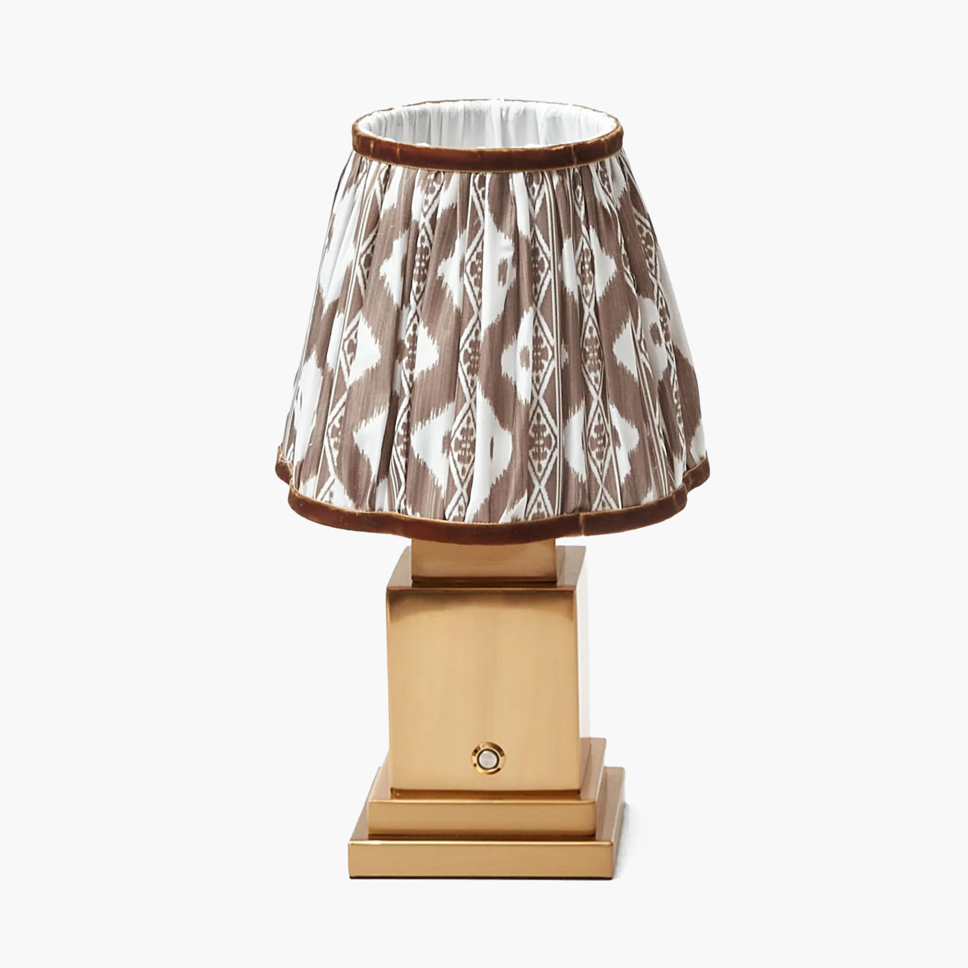 Square Rechargeable Lamp with Chocolate Ikat Shade (18cm)
