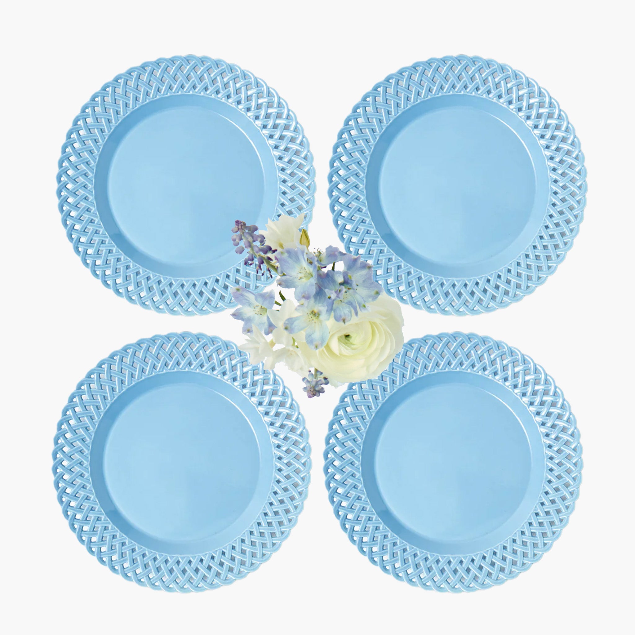 Blue Basketweave Starter Plates (Set of 4)