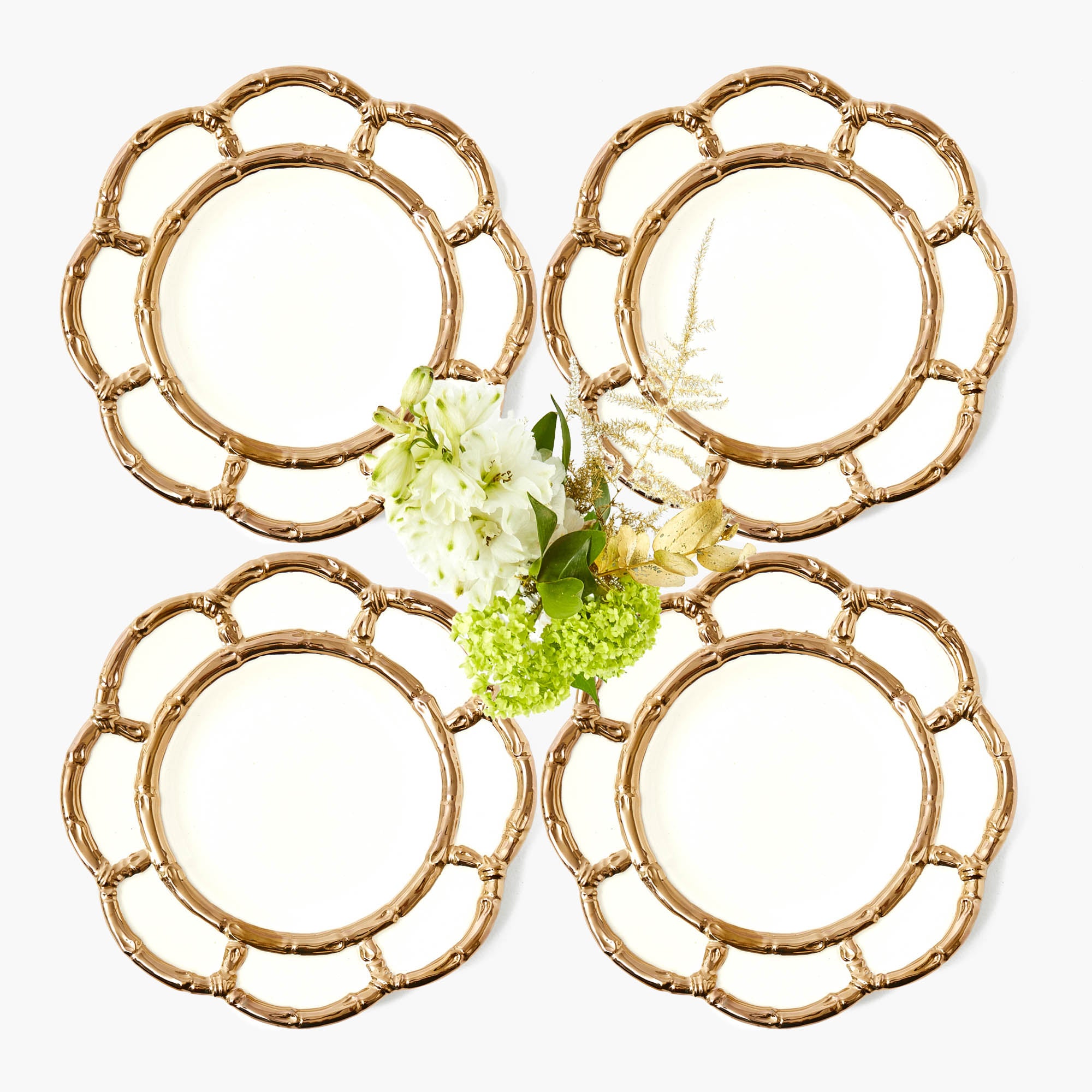 Gold Petal Bamboo Ceramic Starter Plate