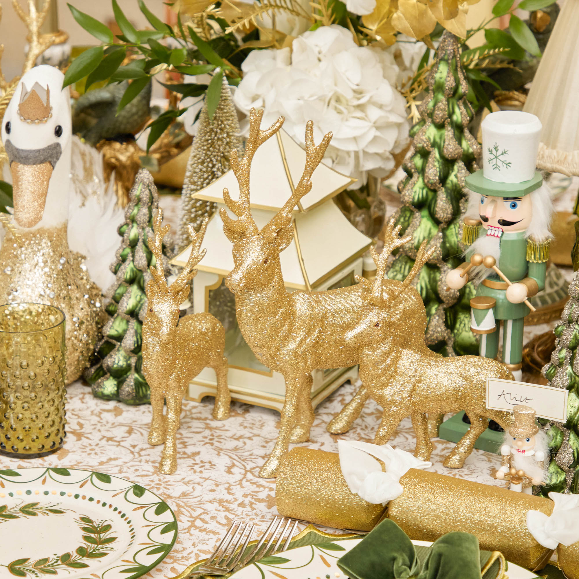 Gold Glitter Reindeers (Set of 4)