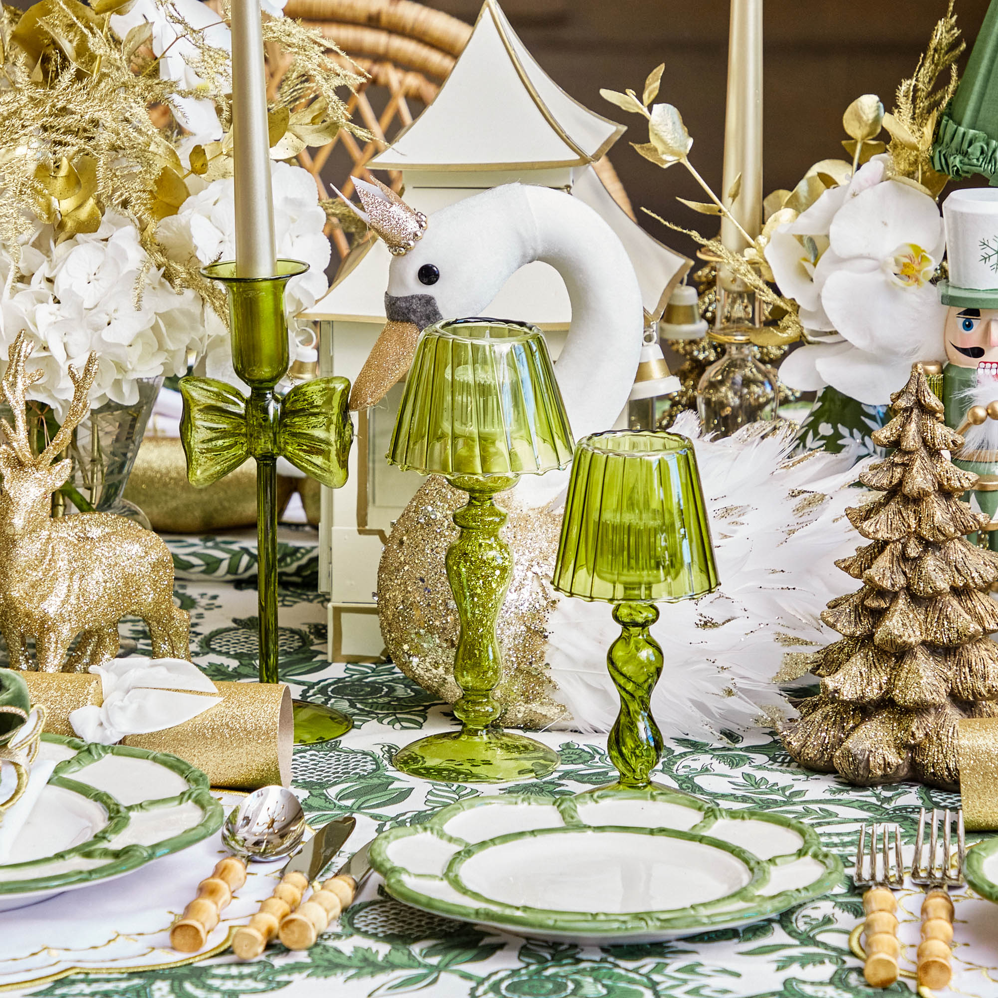 Olive Glass Lantern Tea Light Holder (Pair) - 18 cm