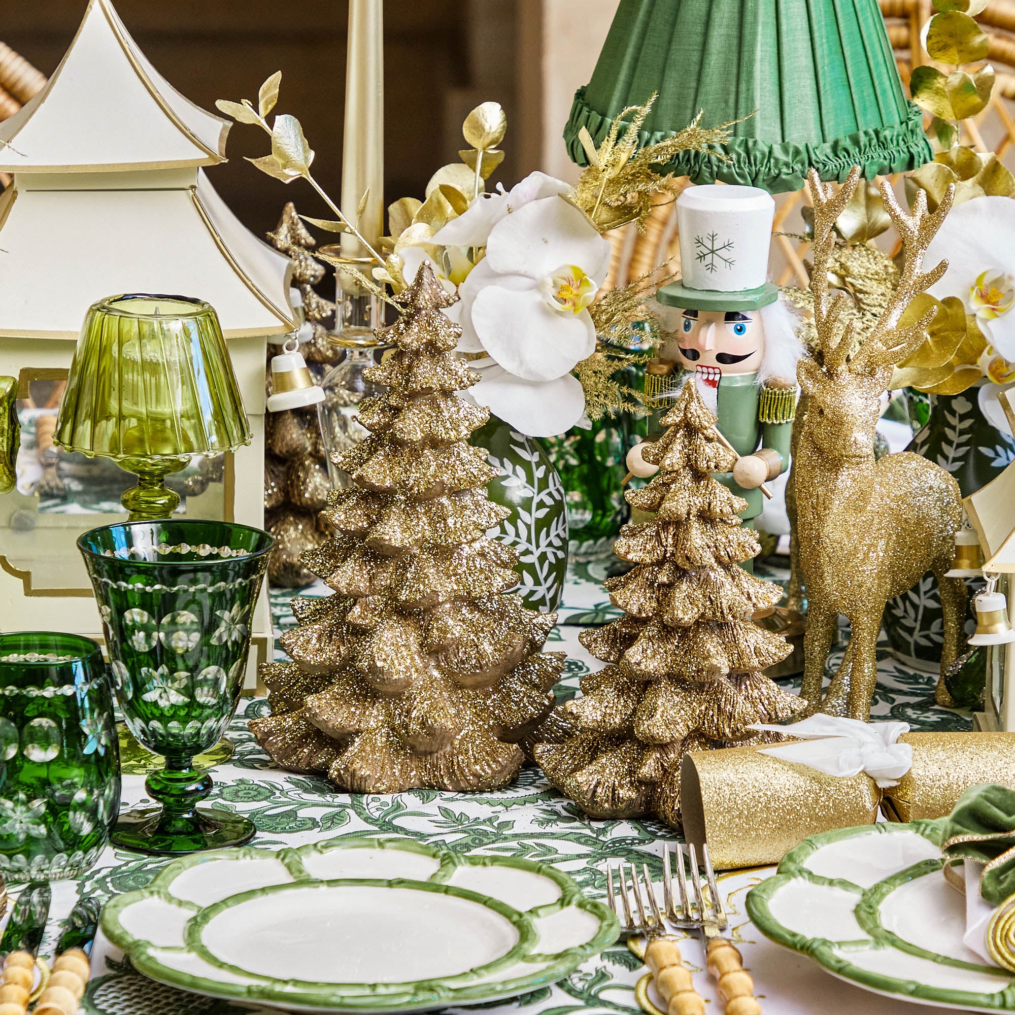 Small Gold Glitter Christmas Tree (Pair)