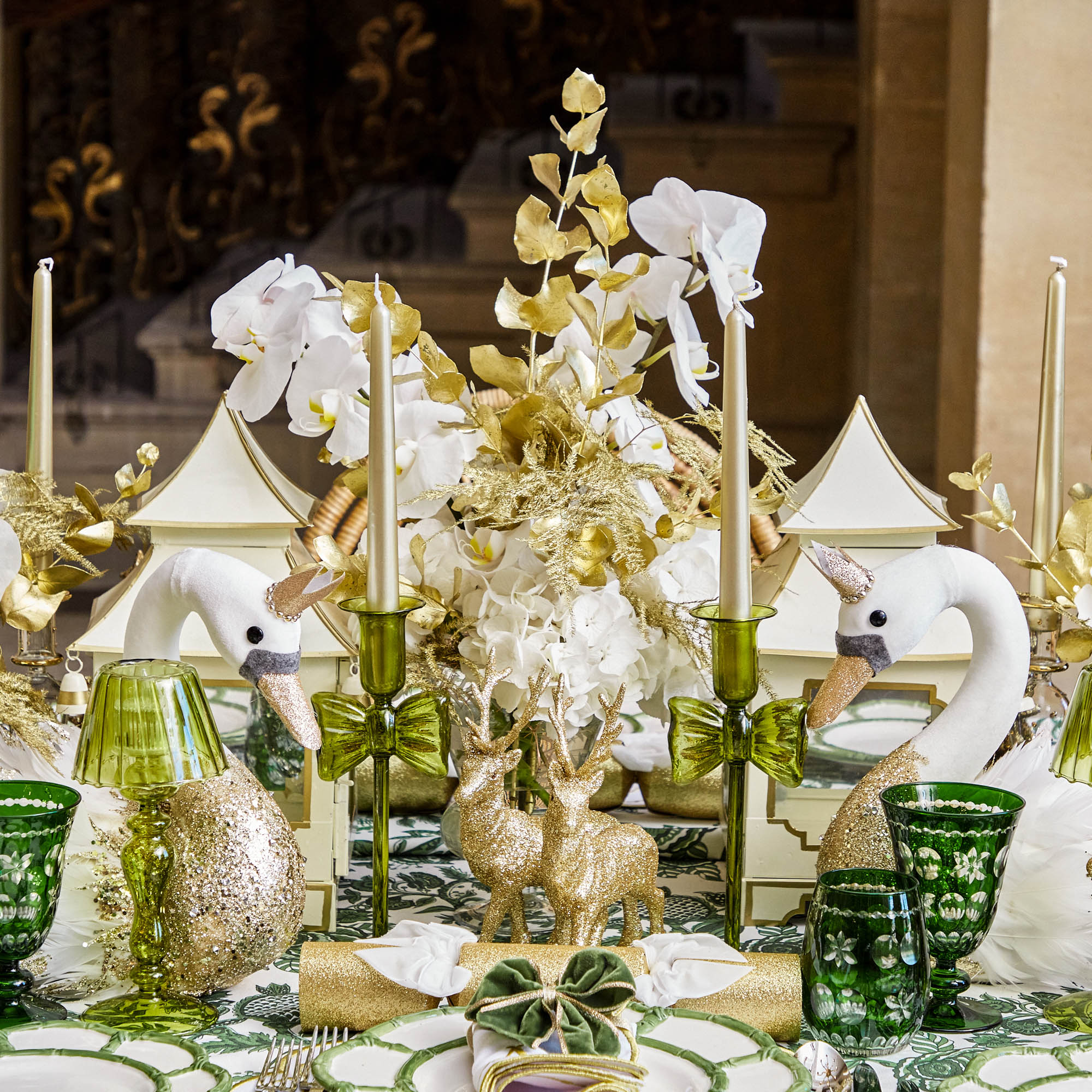 Olive Glass Lantern Tea Light Holder (Pair) - 24 cm