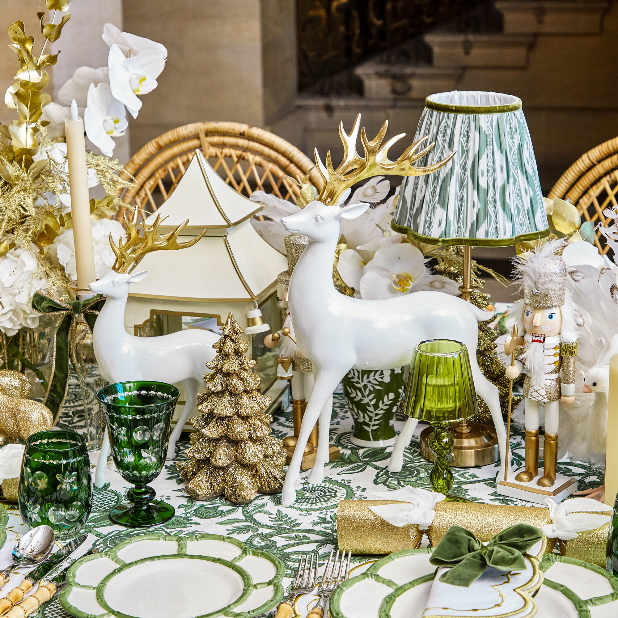 Olive Glass Lantern Tea Light Holder Set