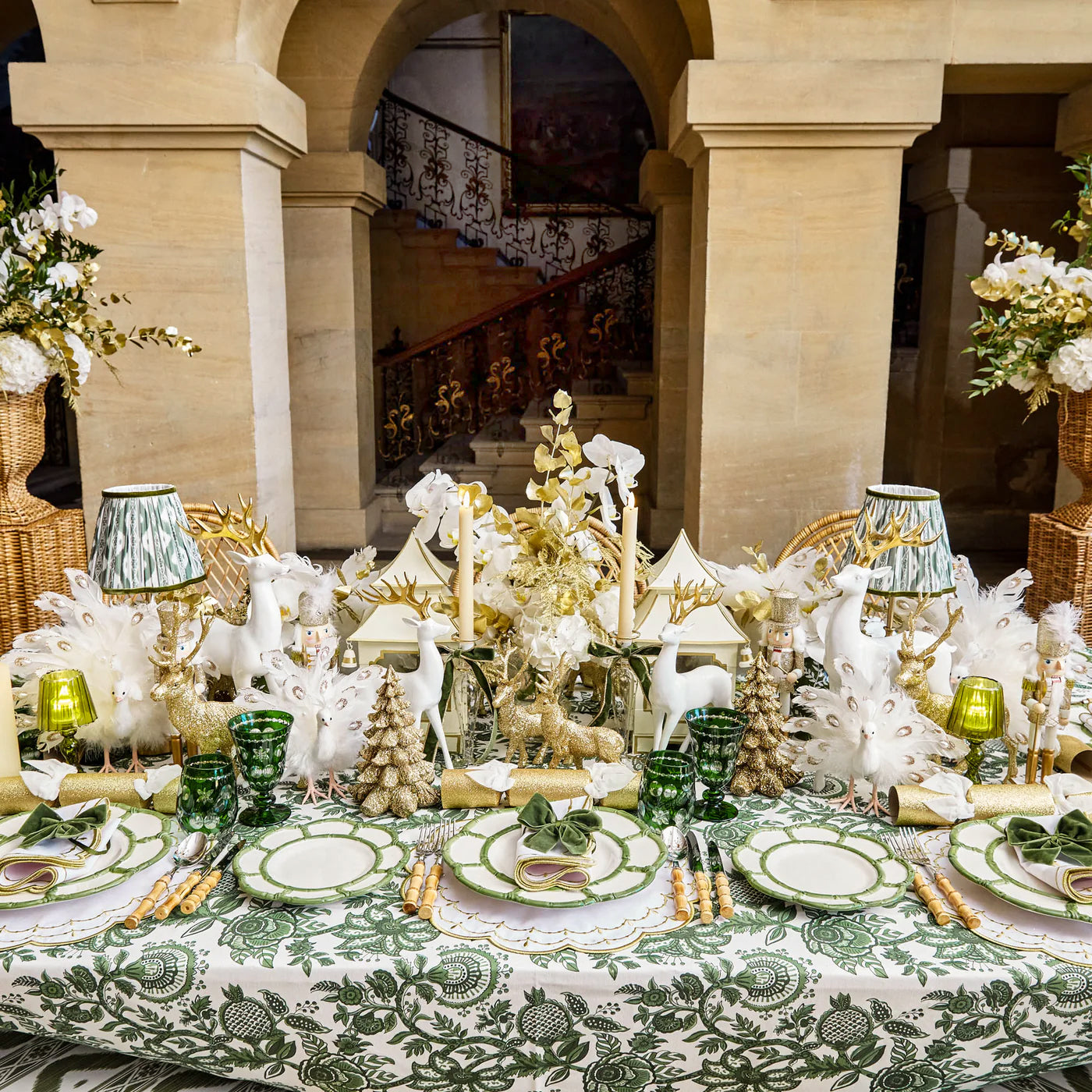 Gold Trimmed Green Velvet Bows (Set of 4)