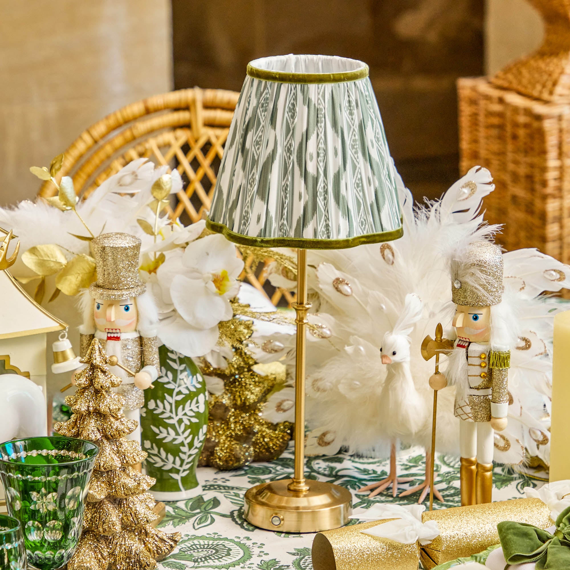 Olive Ikat Lampshade (18cm)