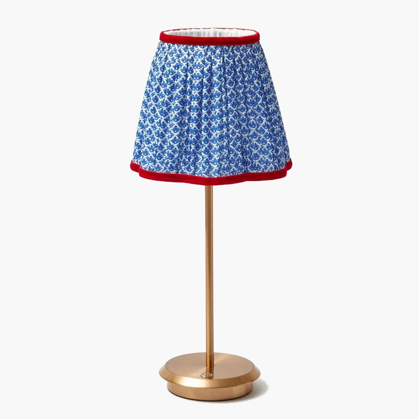 Tall Rechargeable Lamp with Cobalt & Red Lotus Shade (18cm)