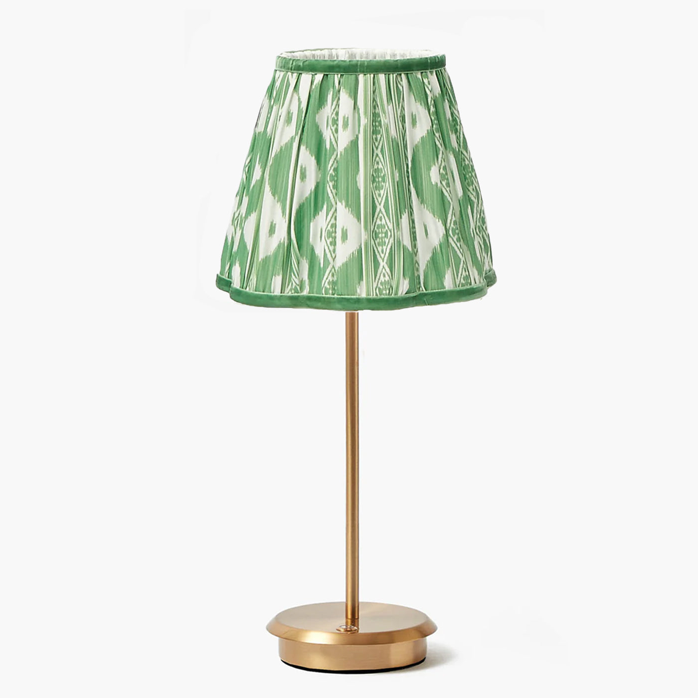Tall Rechargeable Lamp with Green Ikat Shade (18cm)