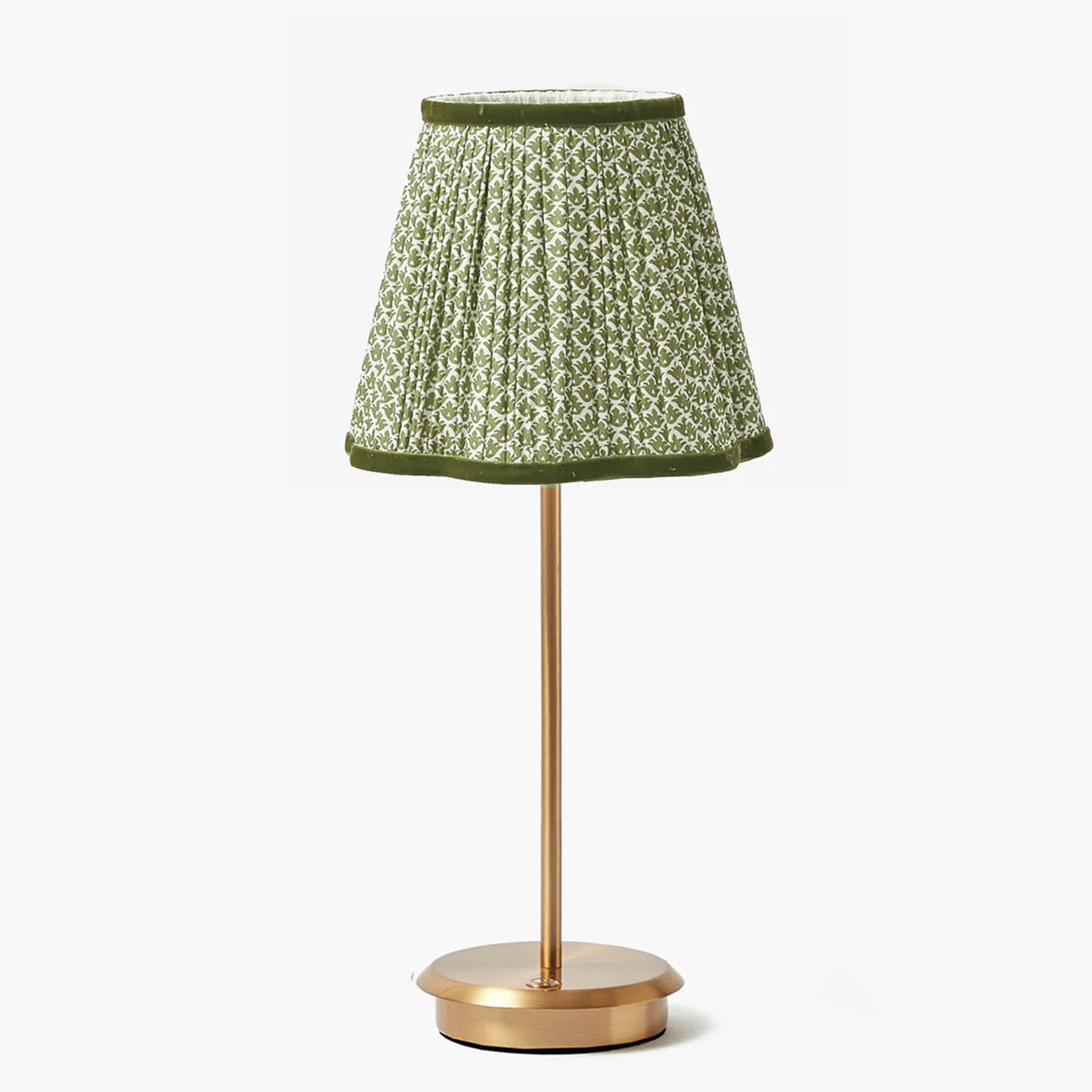 Tall Rechargeable Lamp with Olive Lotus Shade (18cm)