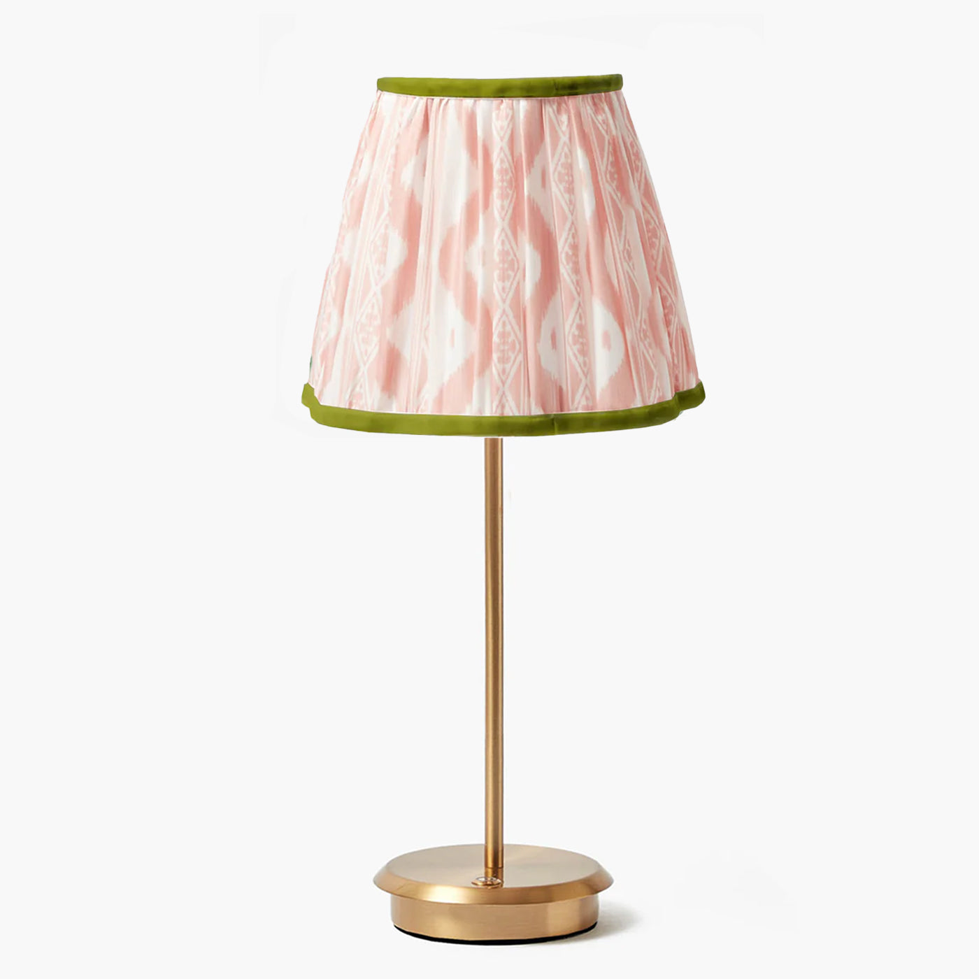 Tall Rechargeable Lamp with Pink & Green Ikat Shade (18cm)