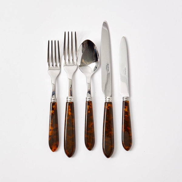 Elevate your dining experience with our Tortoiseshell Cutlery Set - a five-piece ensemble that combines style and functionality for your table settings.