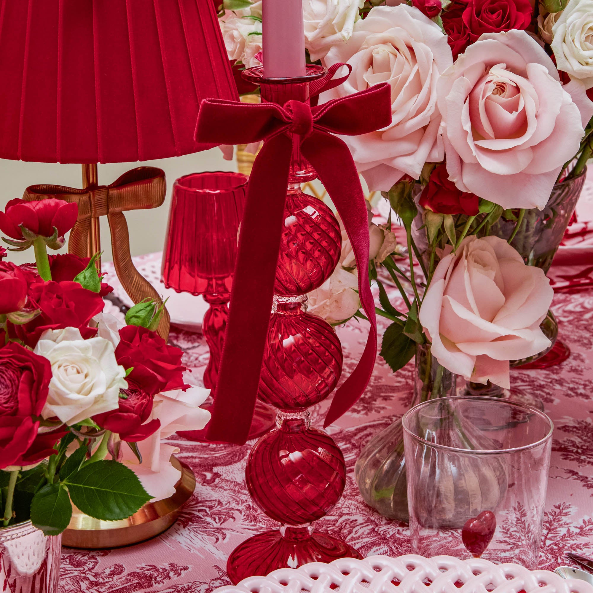 Camille Red Candle Holder (Pair)
