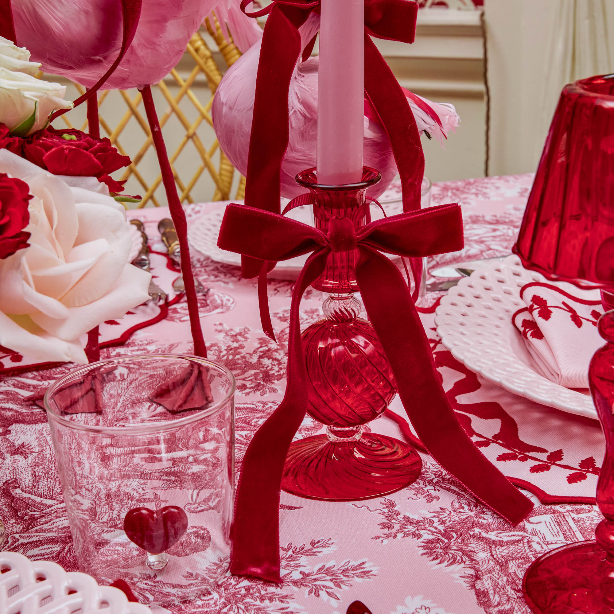 Small Camille Red Candle Holder (Pair)