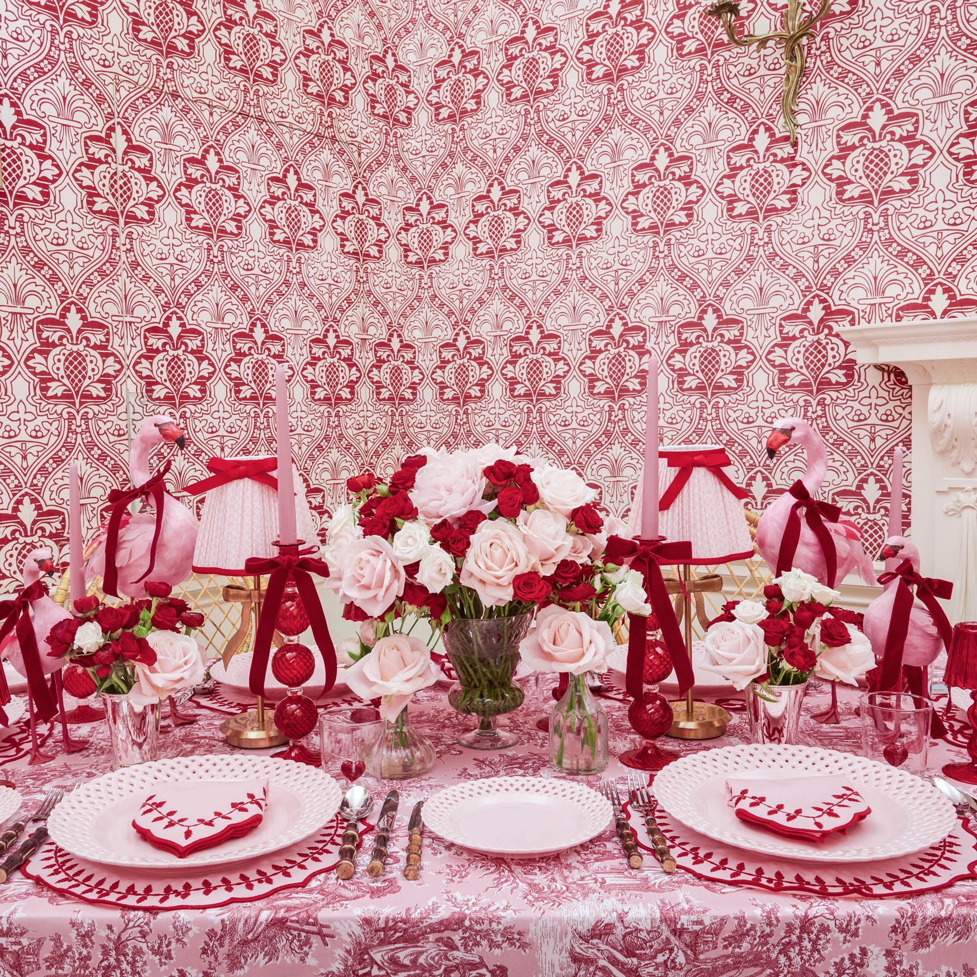 Isla Pink Toile Tablecloth