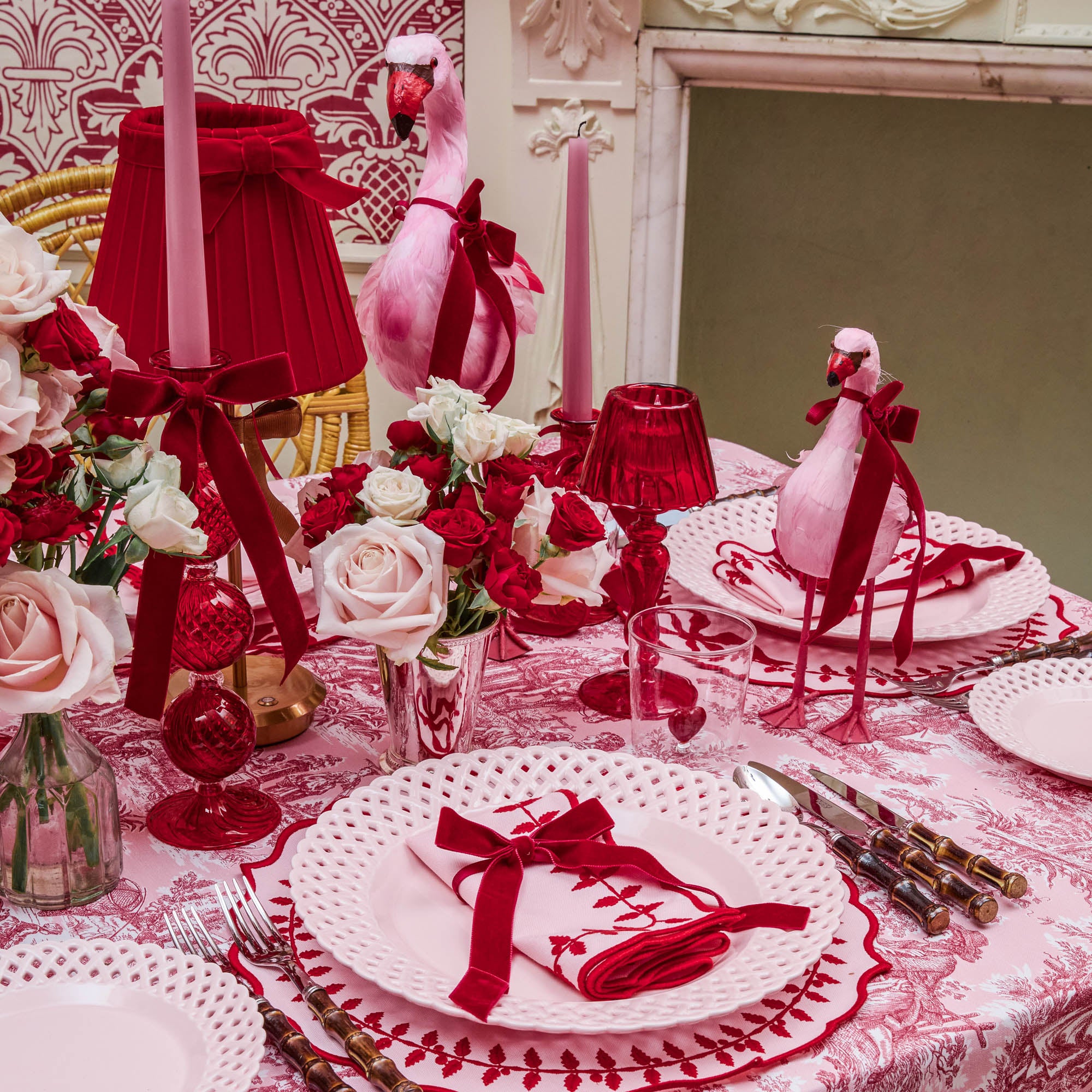 Small Camille Red Candle Holder (Pair)