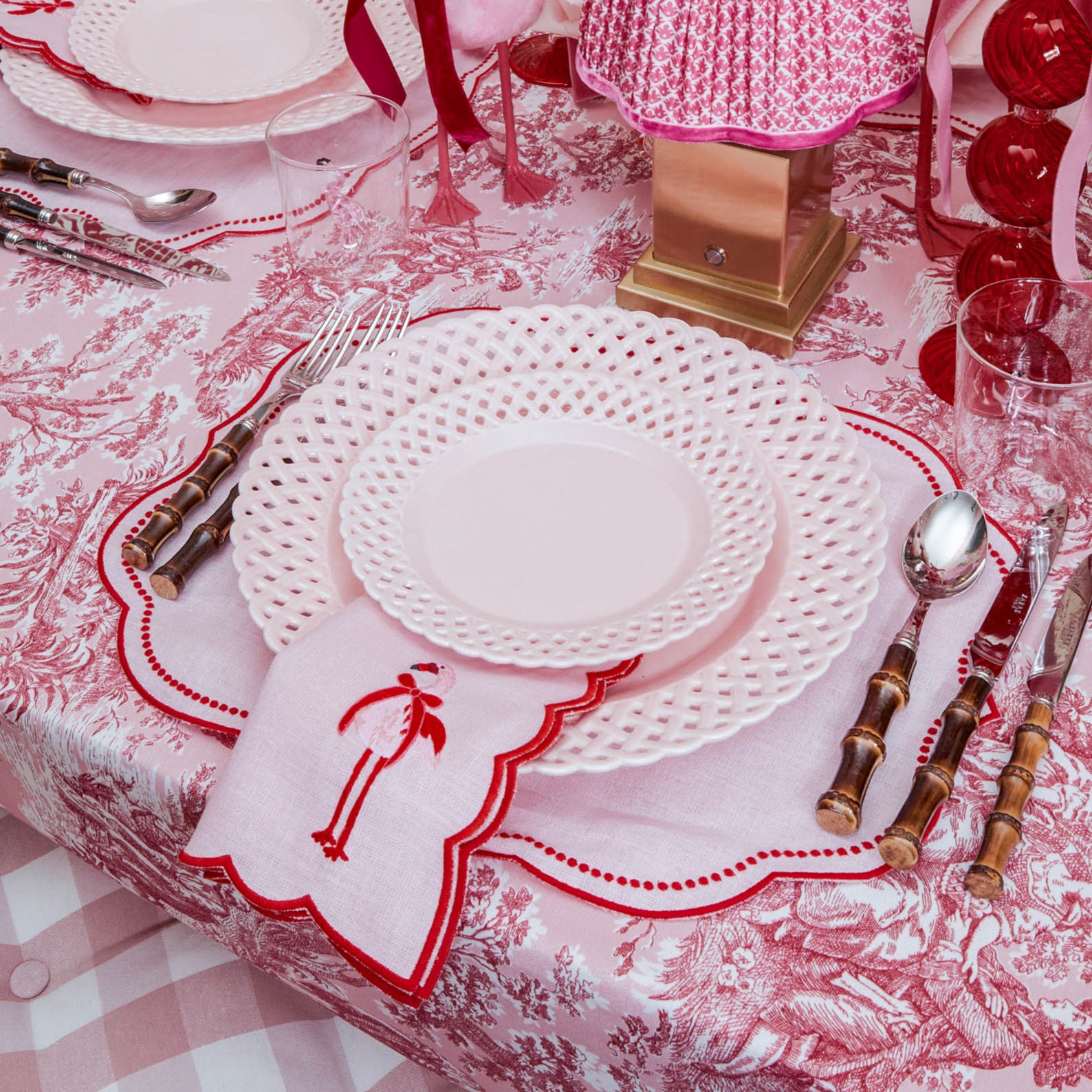 Pink Basketweave Starter Plate (Set of 4)