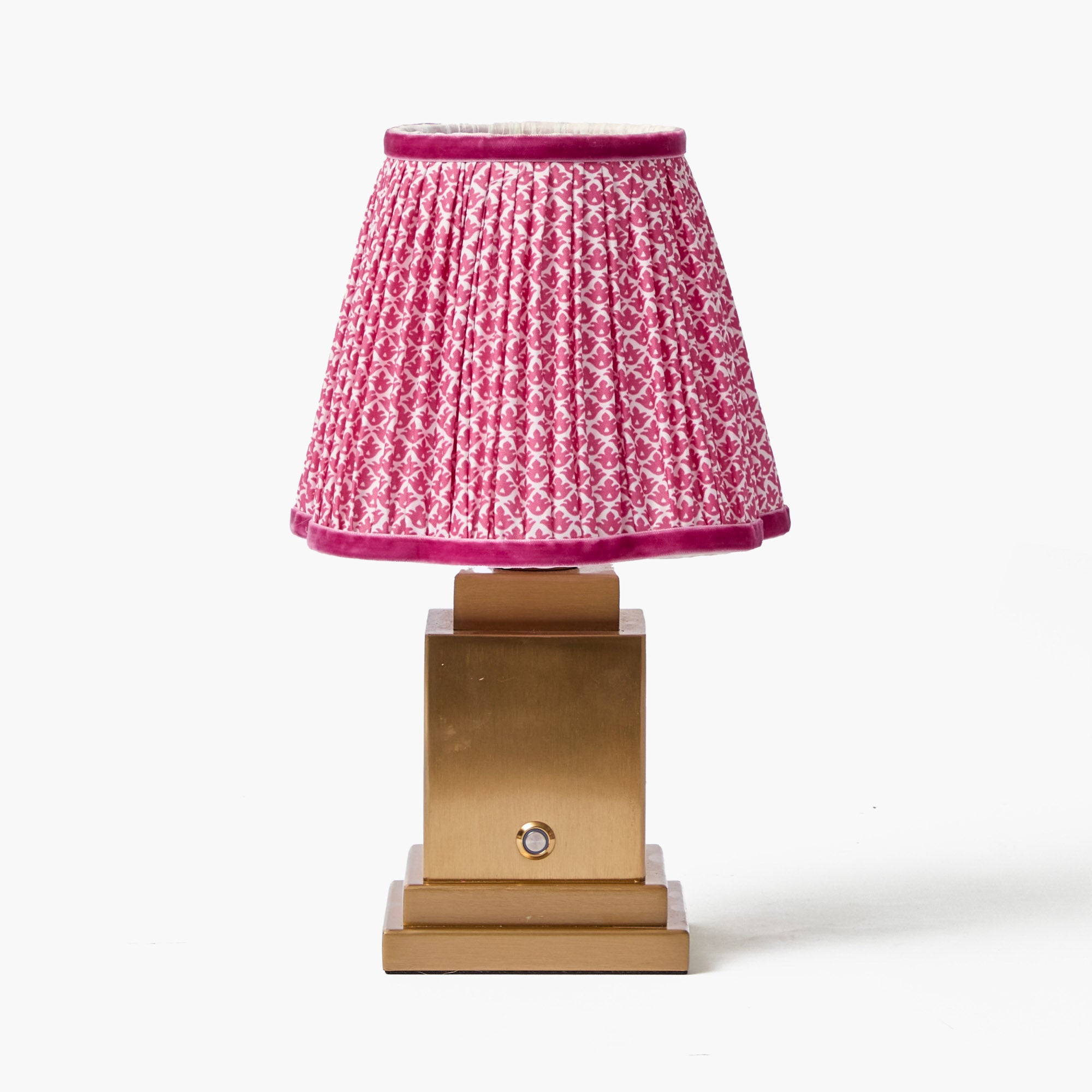 Square Rechargeable Lamp with Raspberry Lotus Shade (18cm)