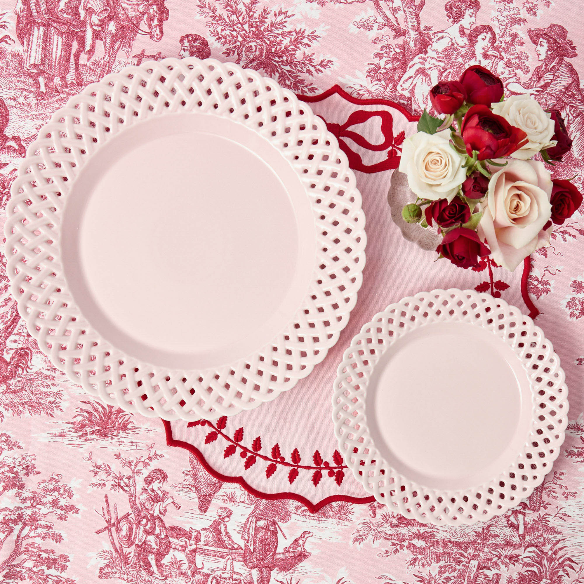 Pink Basketweave Starter Plate (Set of 4)